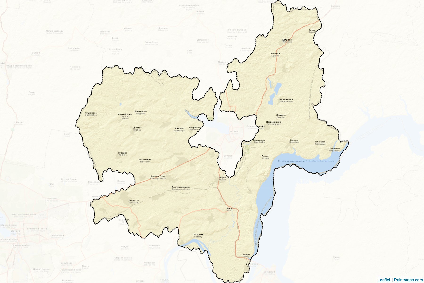 Muestras de recorte de mapas Votkinskiy (Udmurt)-2