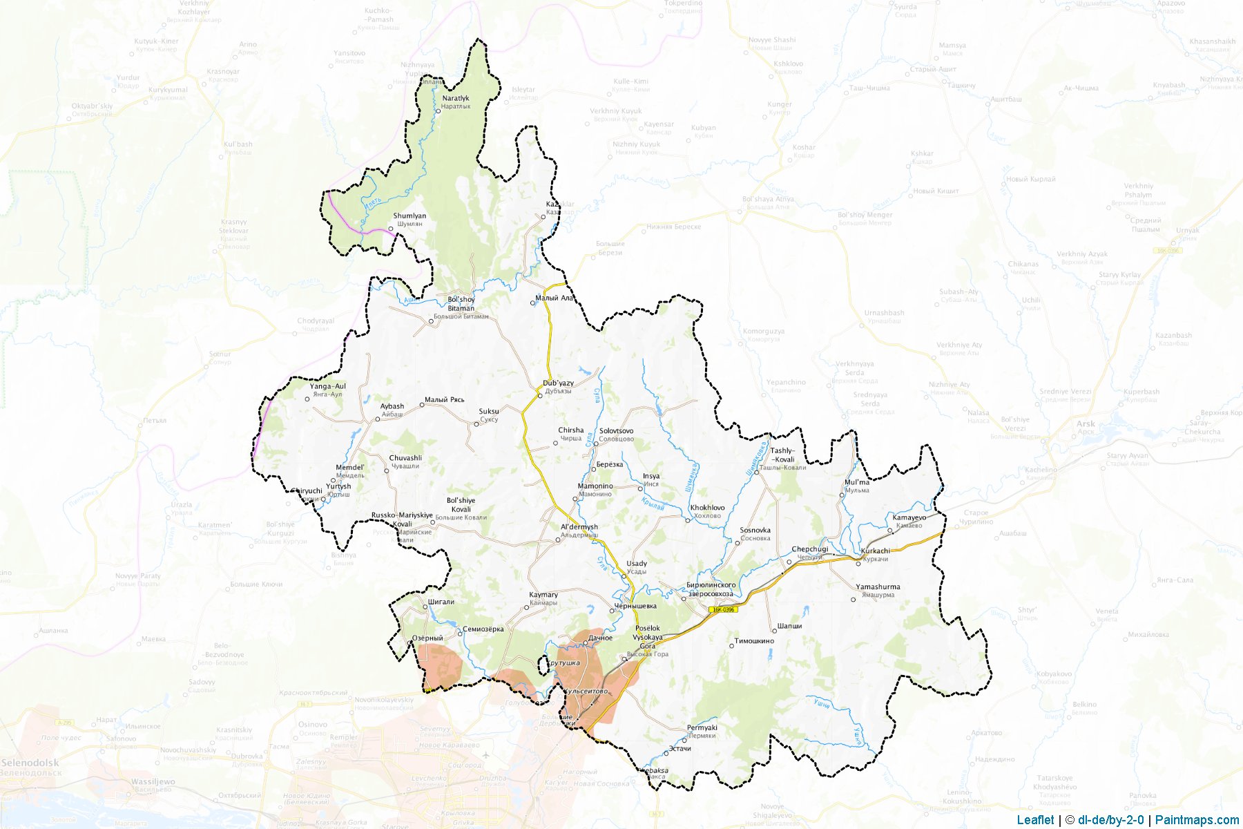 Muestras de recorte de mapas Vysokogorskiy (Tatarstan)-1