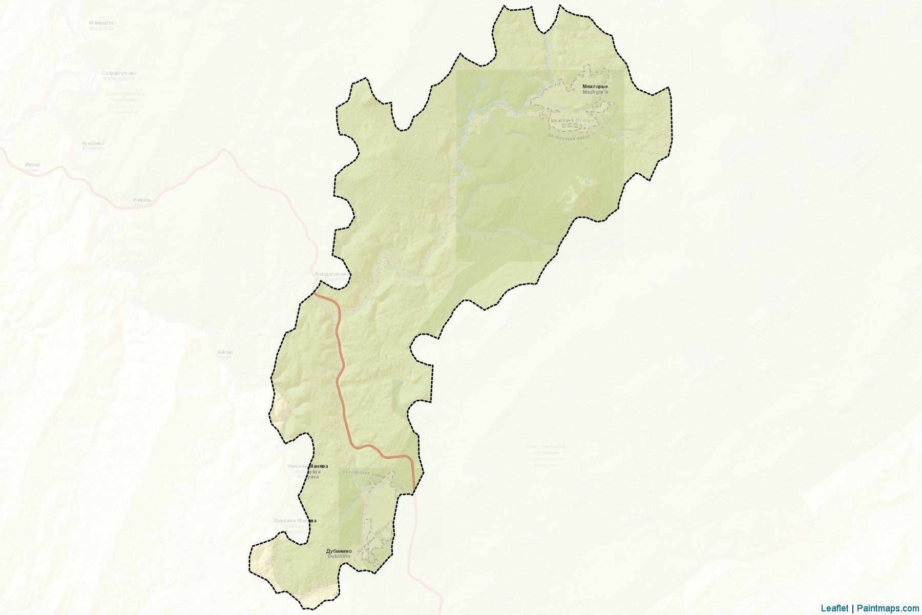 ZATO Mezhgor'e (Bashkortostan) Map Cropping Samples-2