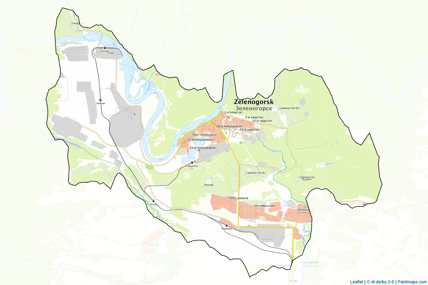 Muestras de recorte de mapas Zelenogorsk (Krasnoyarsk)-1