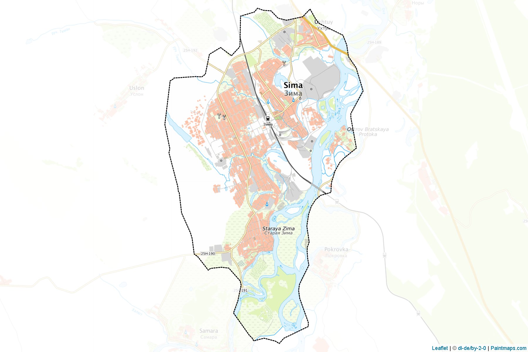 Muestras de recorte de mapas Zima (Irkutsk)-1