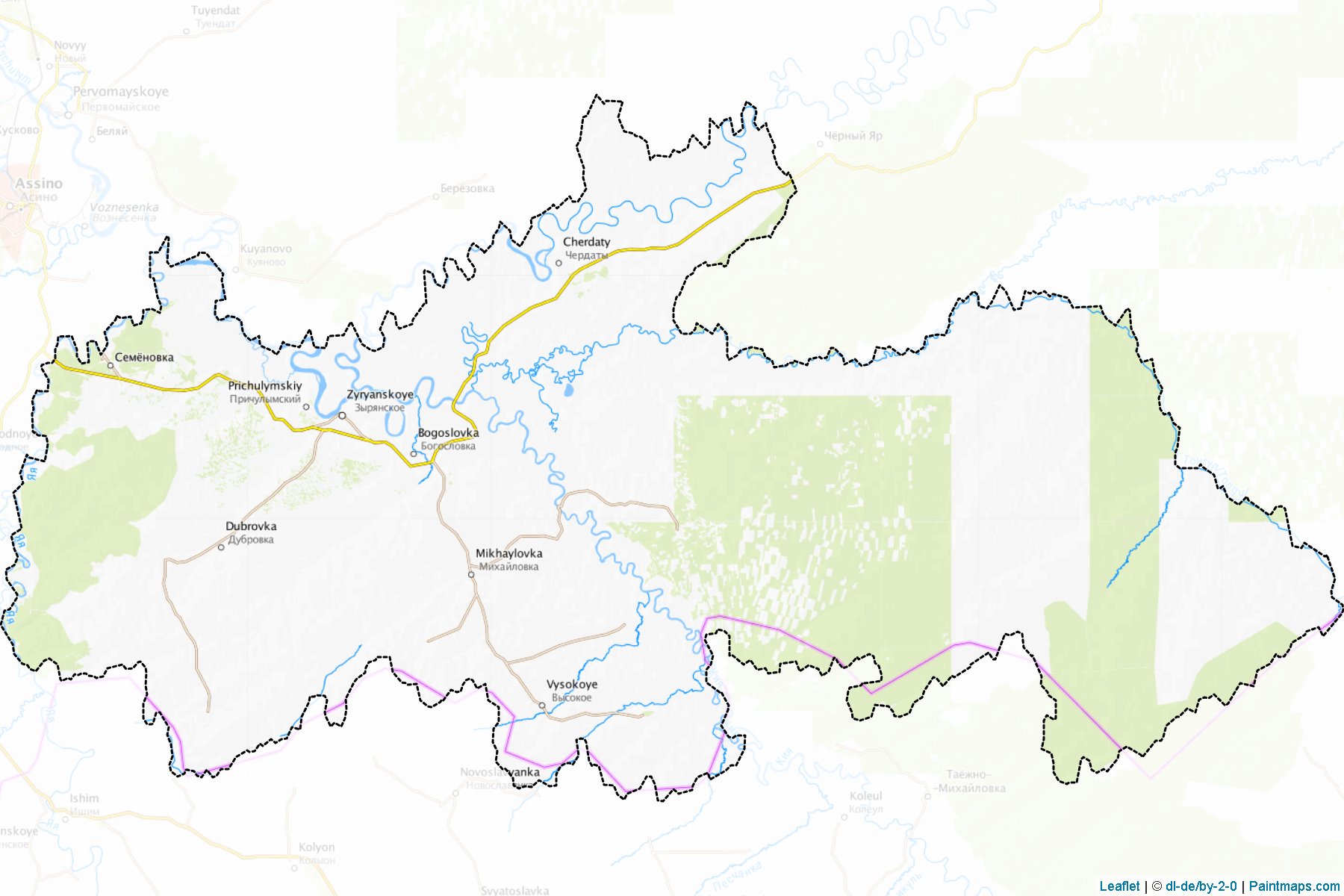 Muestras de recorte de mapas Zyrjanskiy (Tomsk)-1