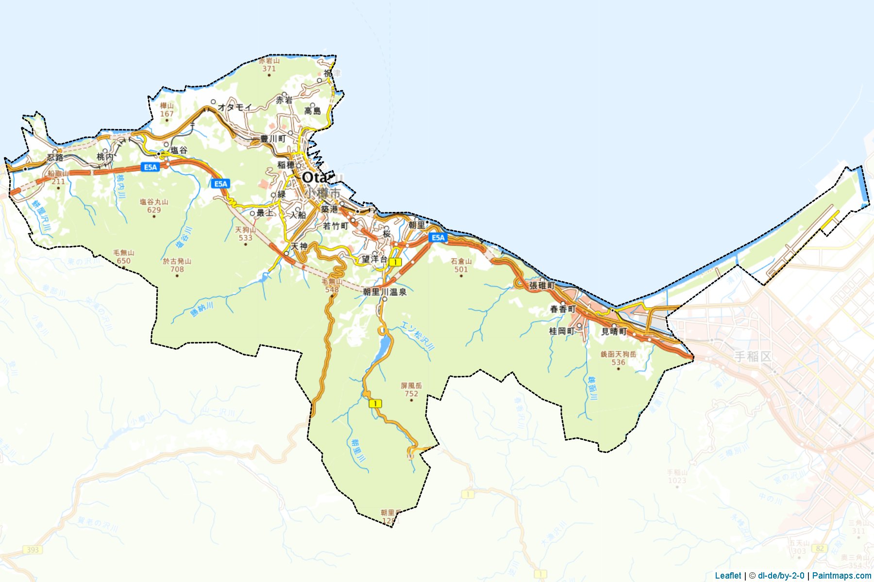 Muestras de recorte de mapas Otaru (Hokkaido)-1