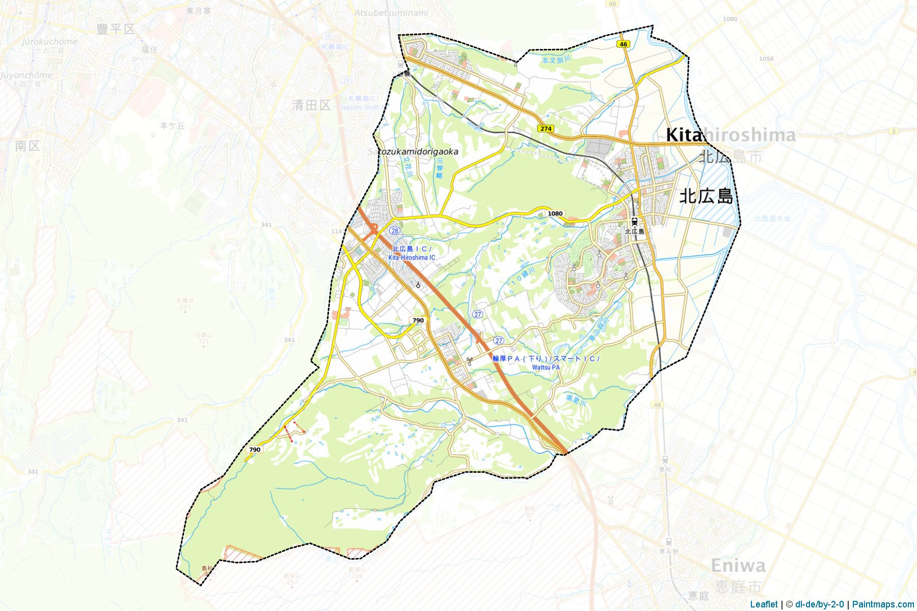 Kitahiroshima (Hokkaido Prefecture) Map Cropping Samples-1