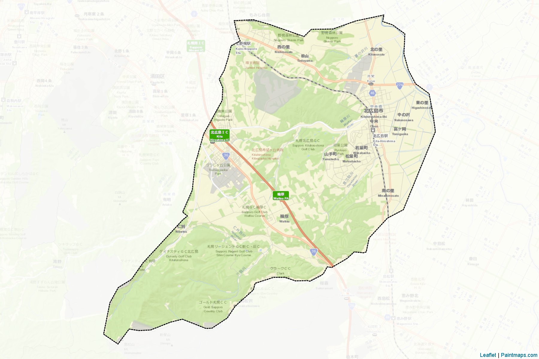 Kitahiroshima (Hokkaido Prefecture) Map Cropping Samples-2