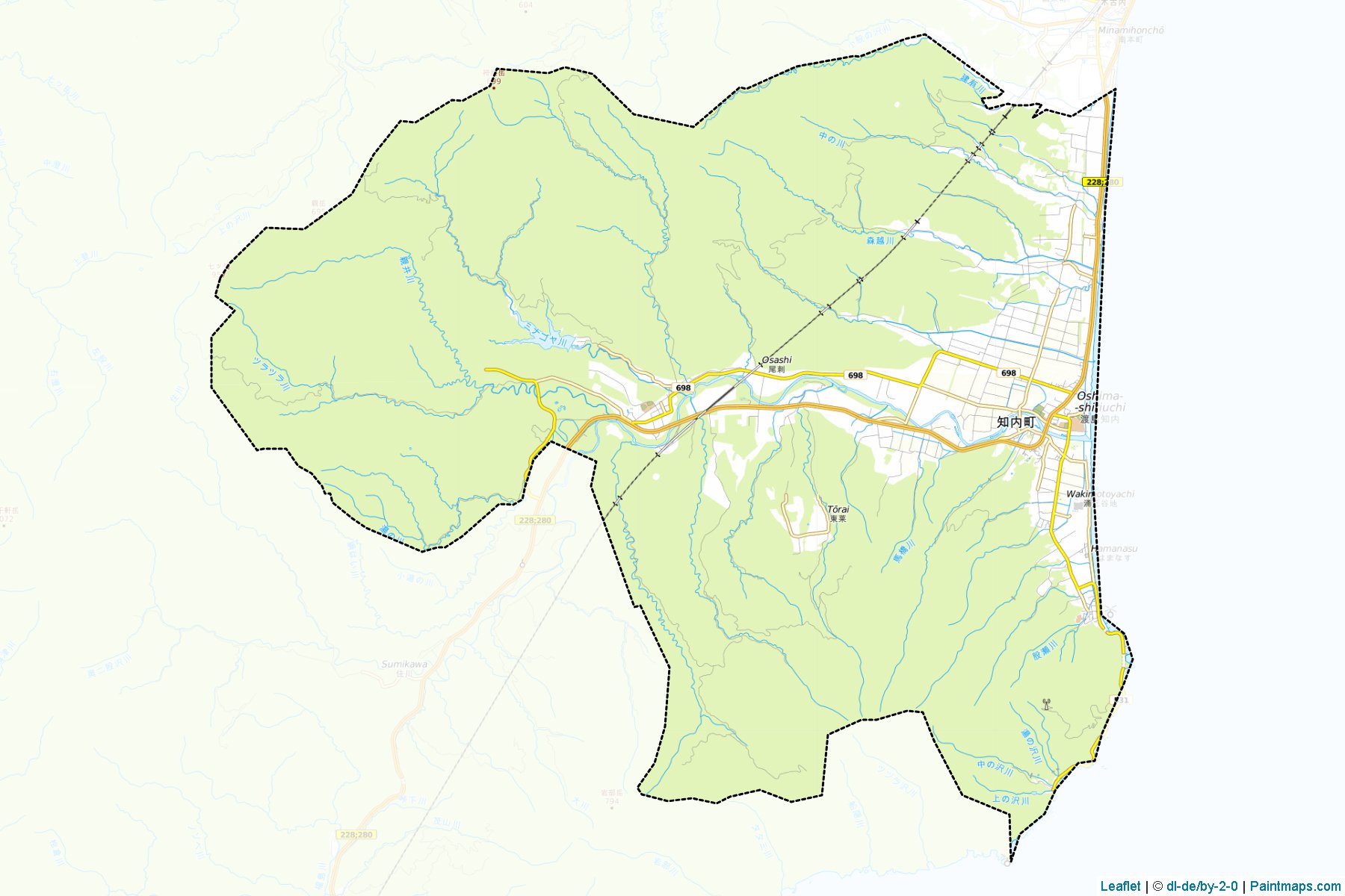 Shiriuchi (Hokkaido Prefecture) Map Cropping Samples-1