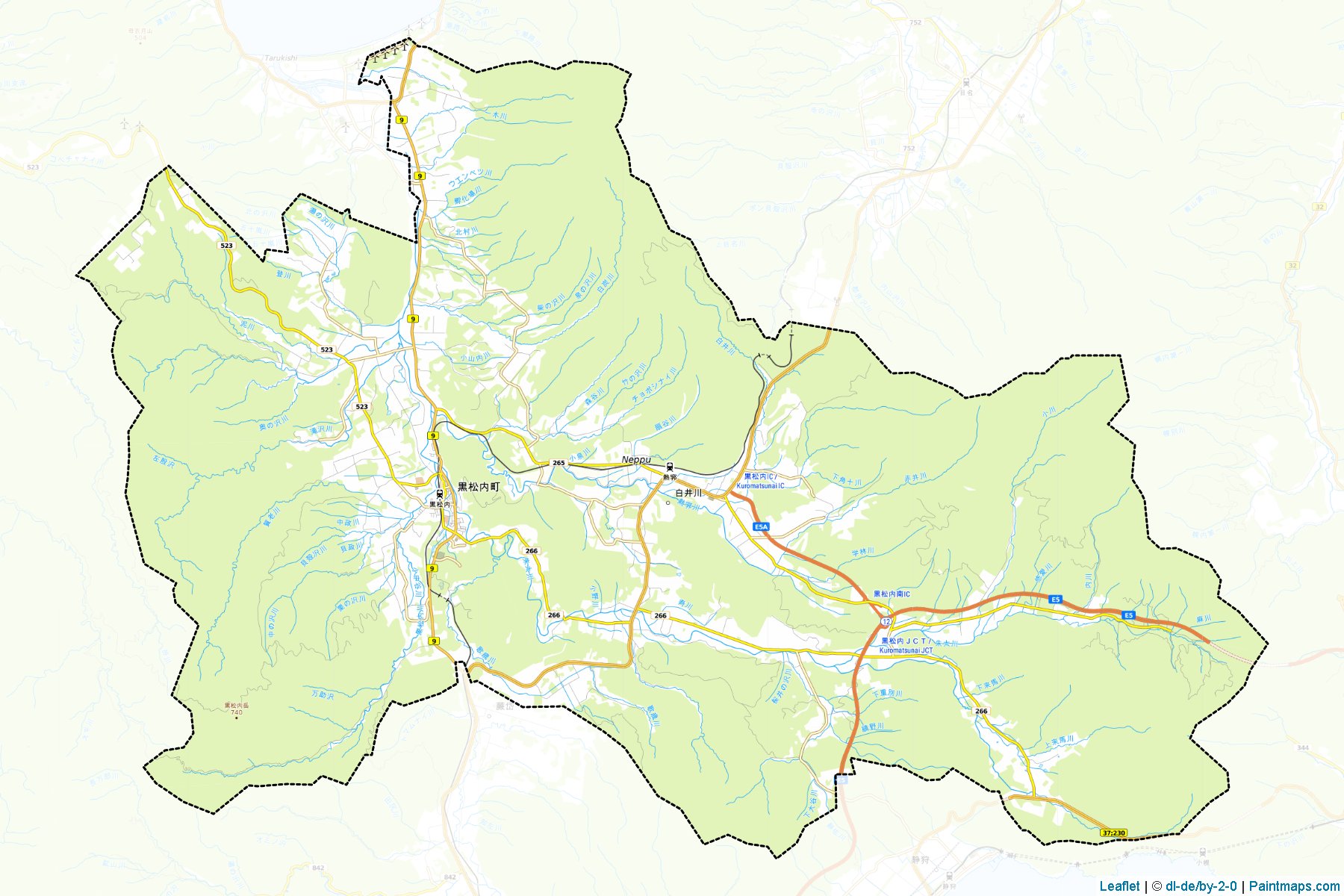 Muestras de recorte de mapas Kuromatsunai (Hokkaido)-1