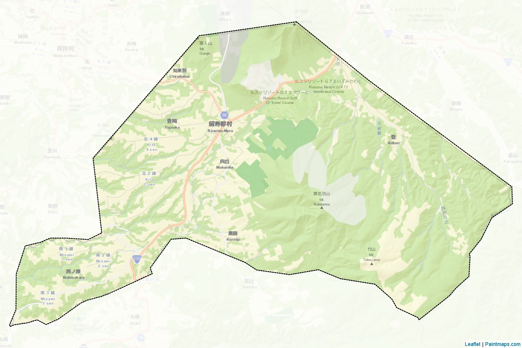 Muestras de recorte de mapas Rusutsu (Hokkaido)-2