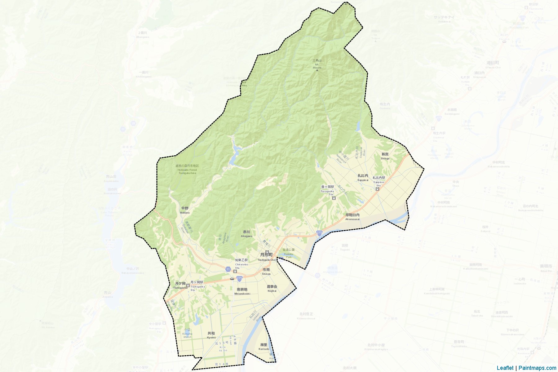 Tsukigata (Hokkaido Prefecture) Map Cropping Samples-2