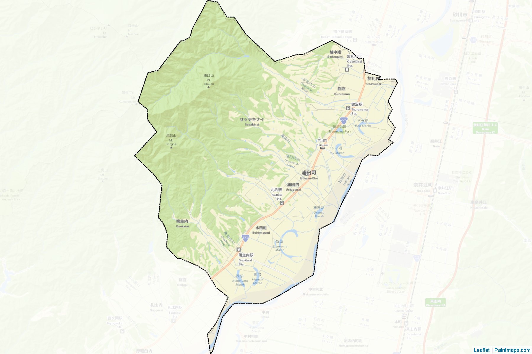 Urausu (Hokkaido Prefecture) Map Cropping Samples-2