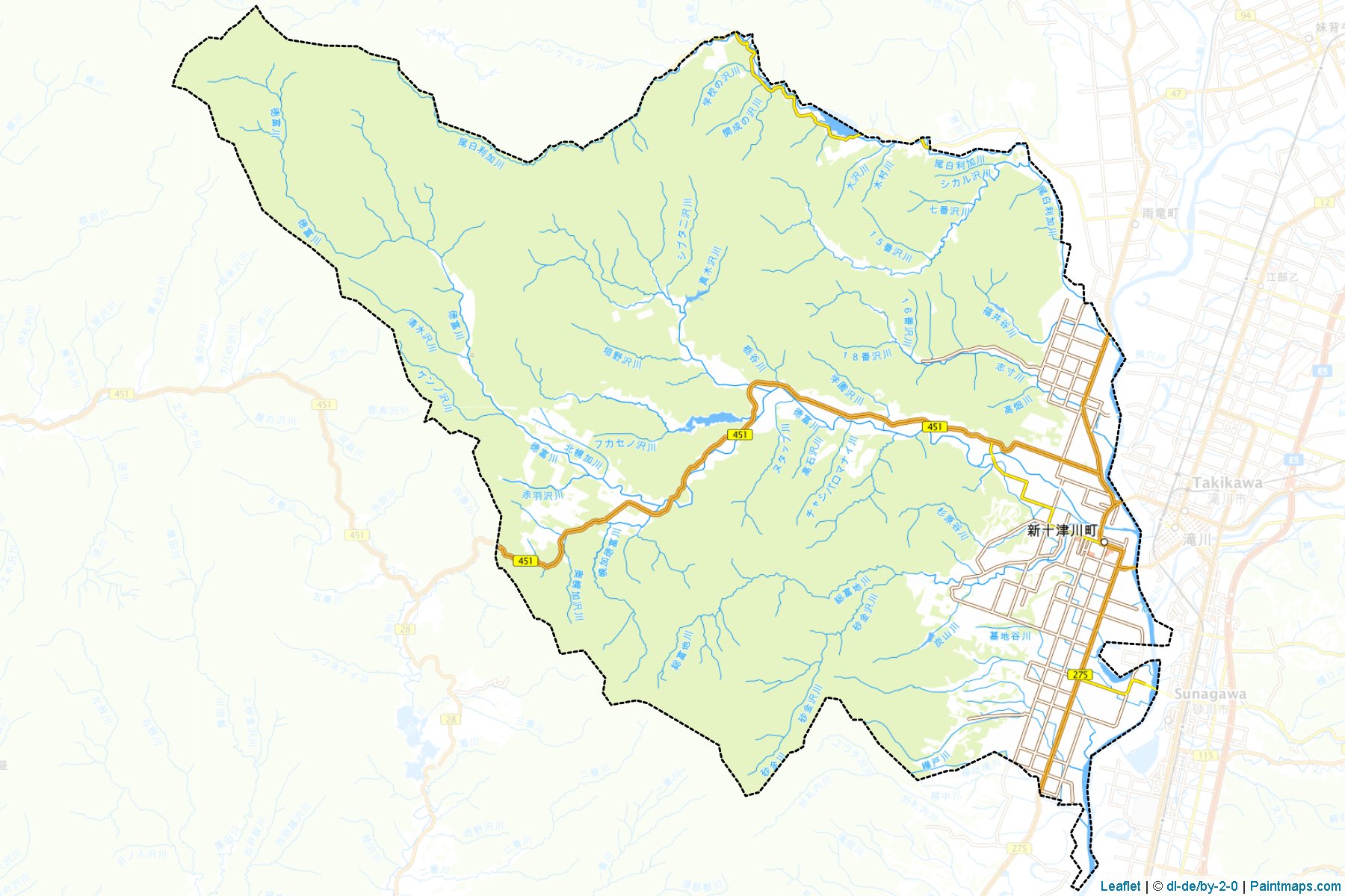 Muestras de recorte de mapas Shintotsukawa (Hokkaido)-1