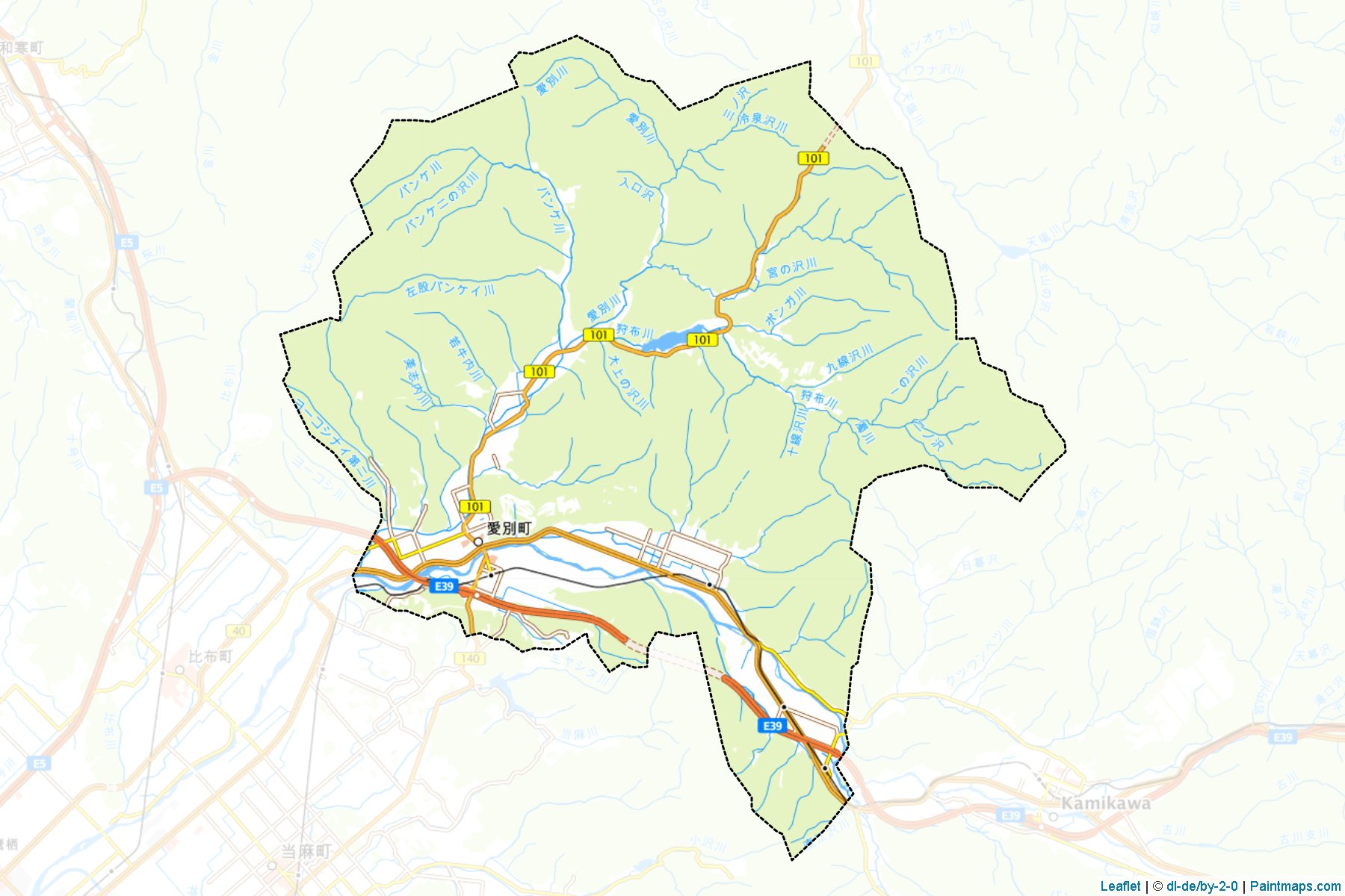 Muestras de recorte de mapas Aibetsu (Hokkaido)-1