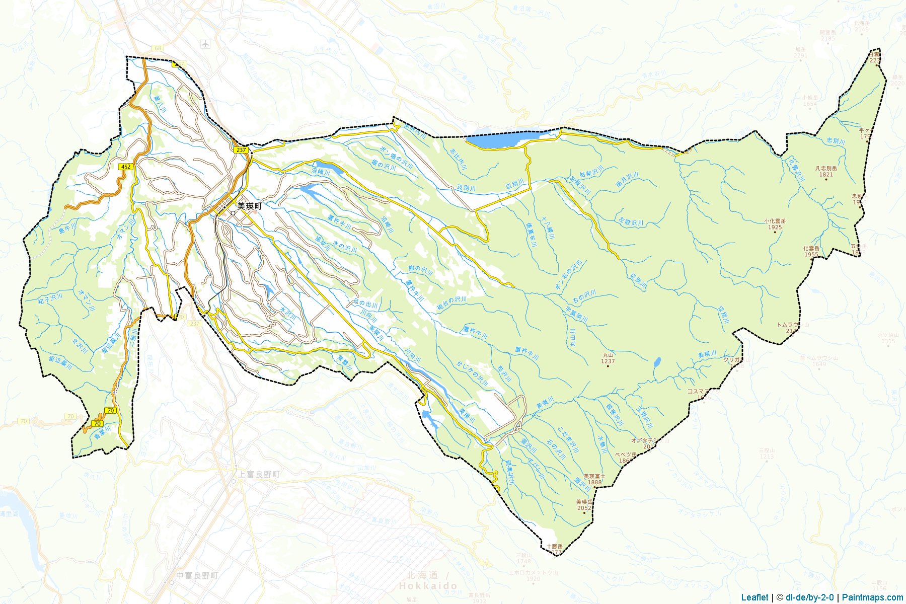 Muestras de recorte de mapas Biei (Hokkaido)-1