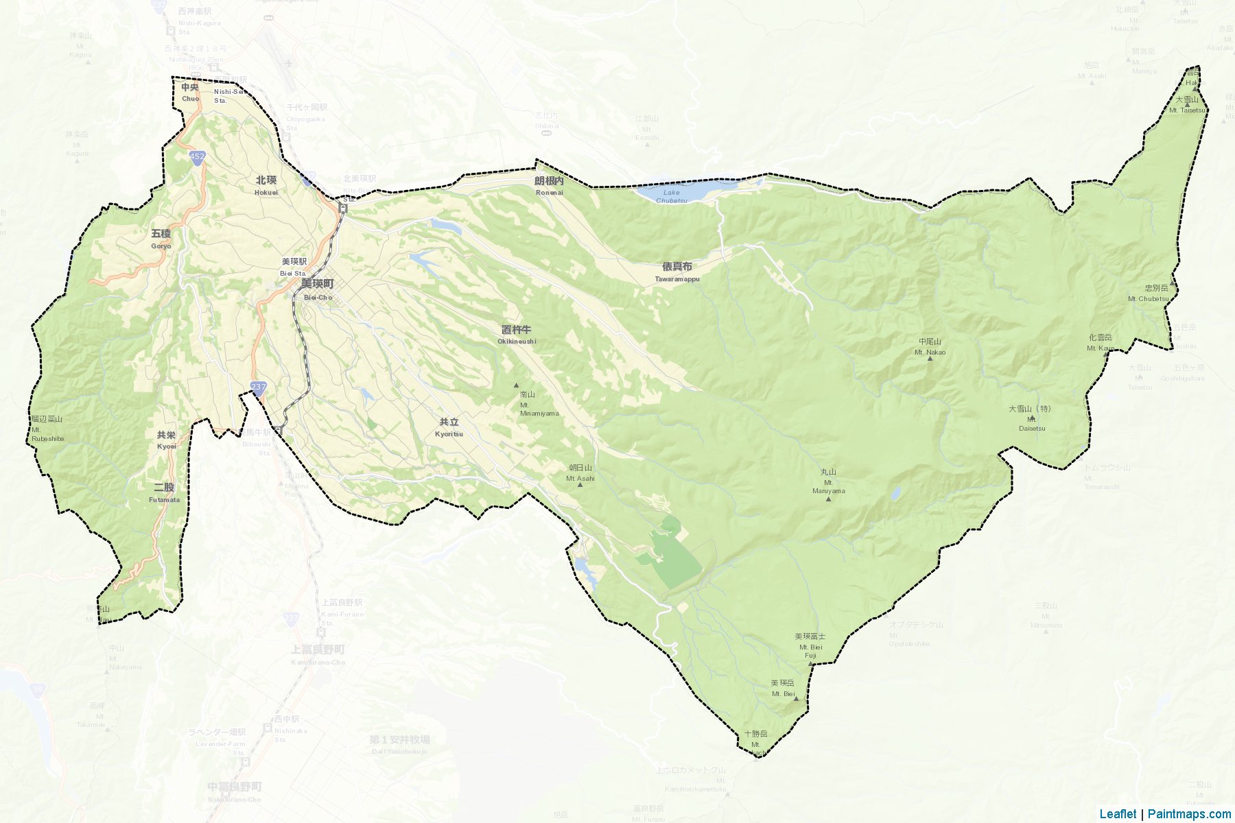 Biei (Hokkaido Prefecture) Map Cropping Samples-2