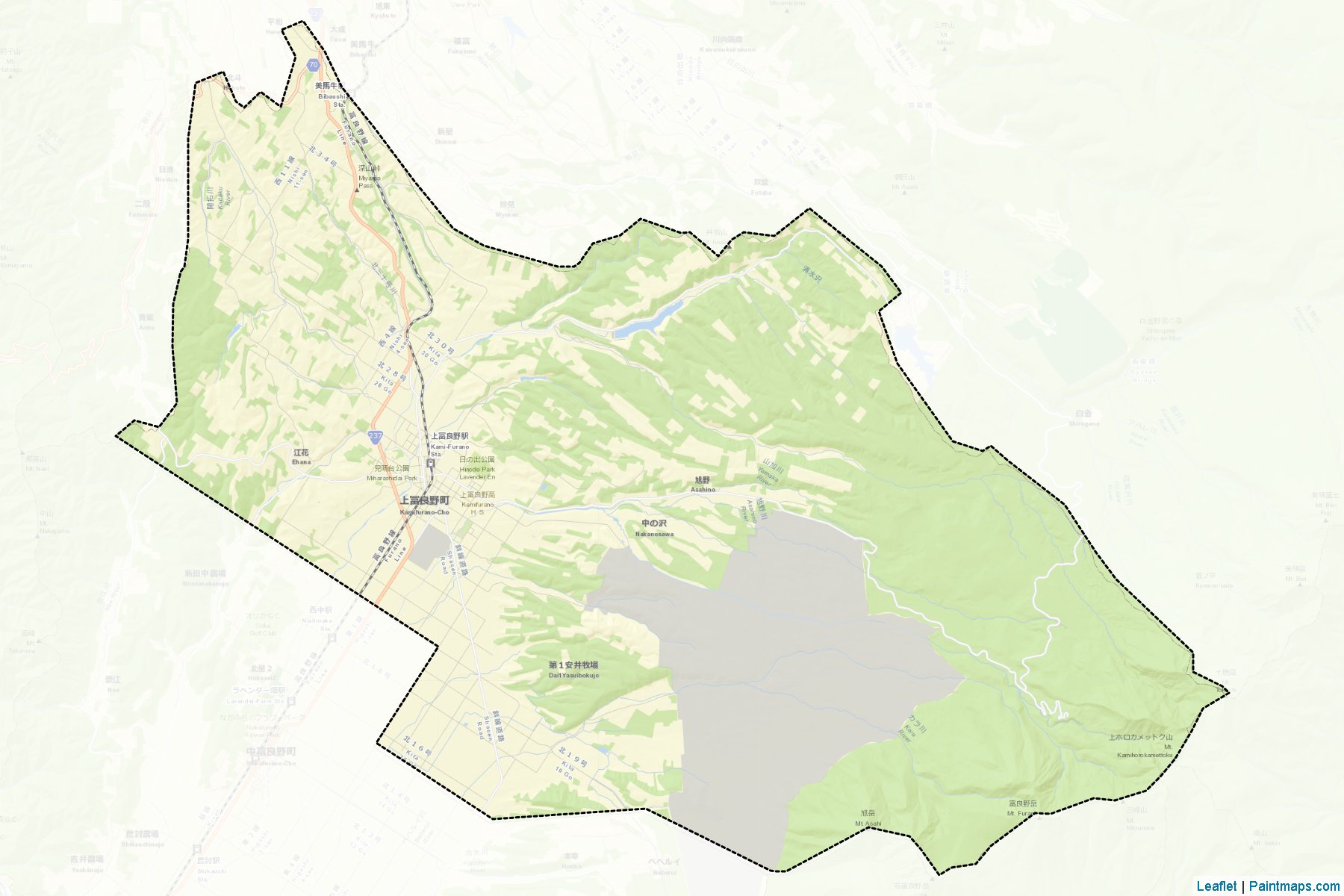 Muestras de recorte de mapas Kamifurano (Hokkaido)-2