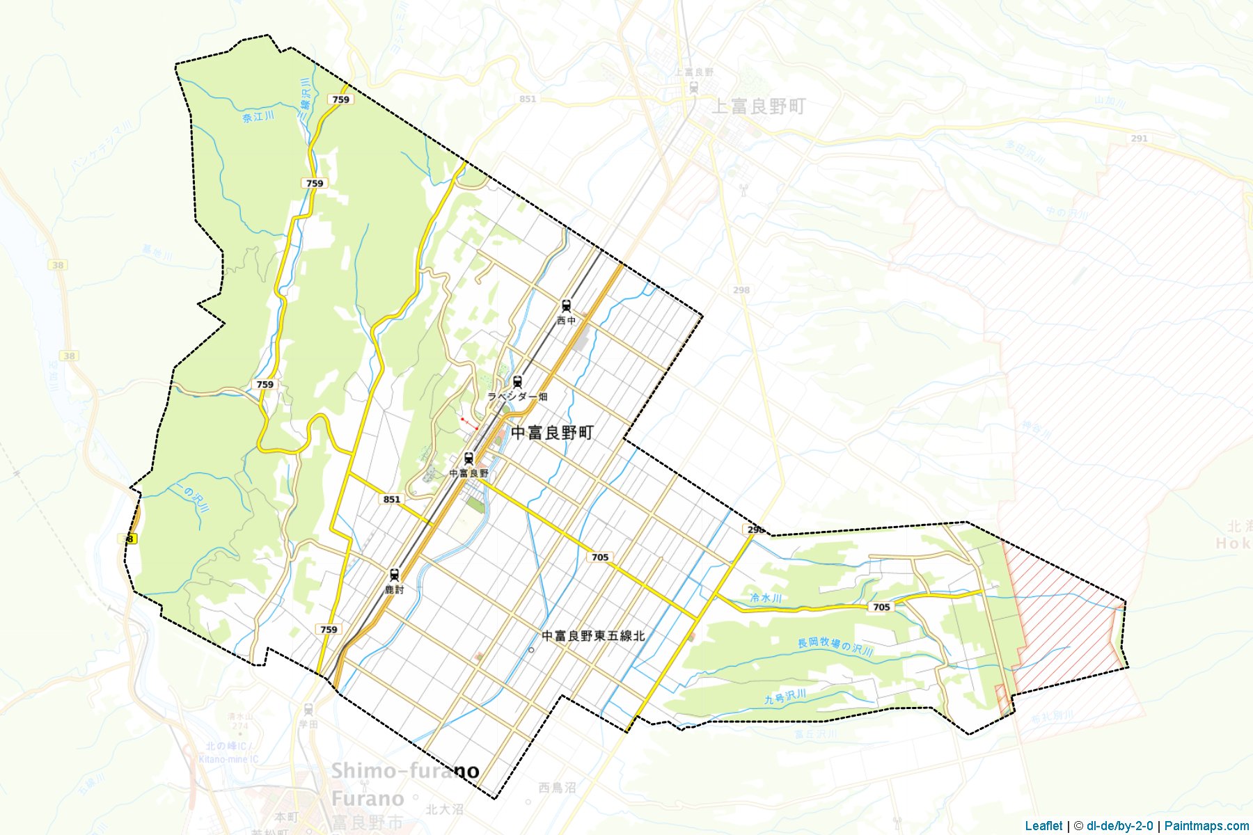 Muestras de recorte de mapas Nakafurano (Hokkaido)-1