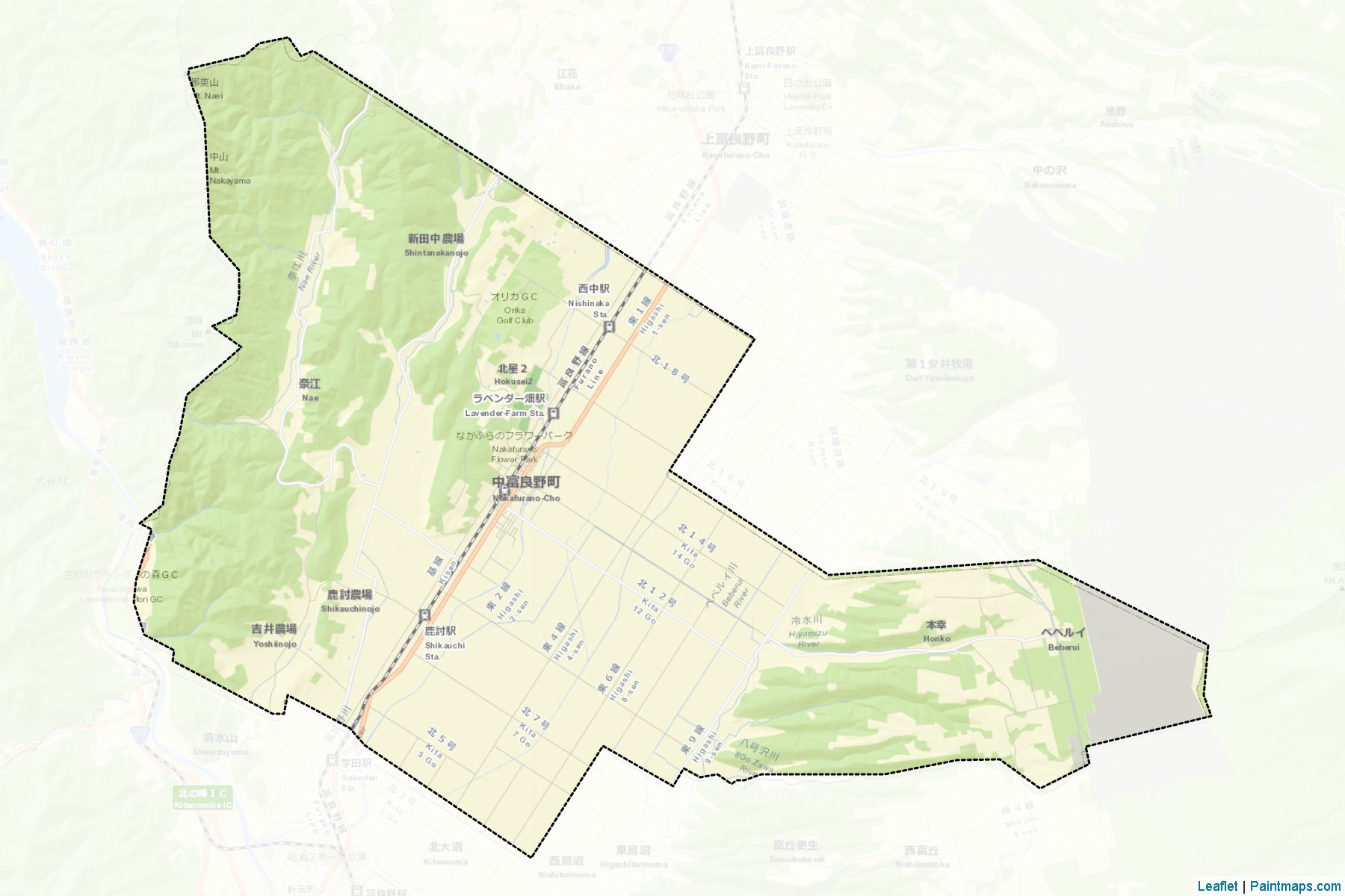 Muestras de recorte de mapas Nakafurano (Hokkaido)-2