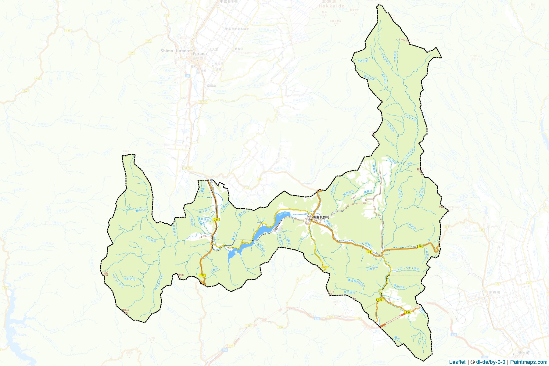 Muestras de recorte de mapas Minamifurano (Hokkaido)-1