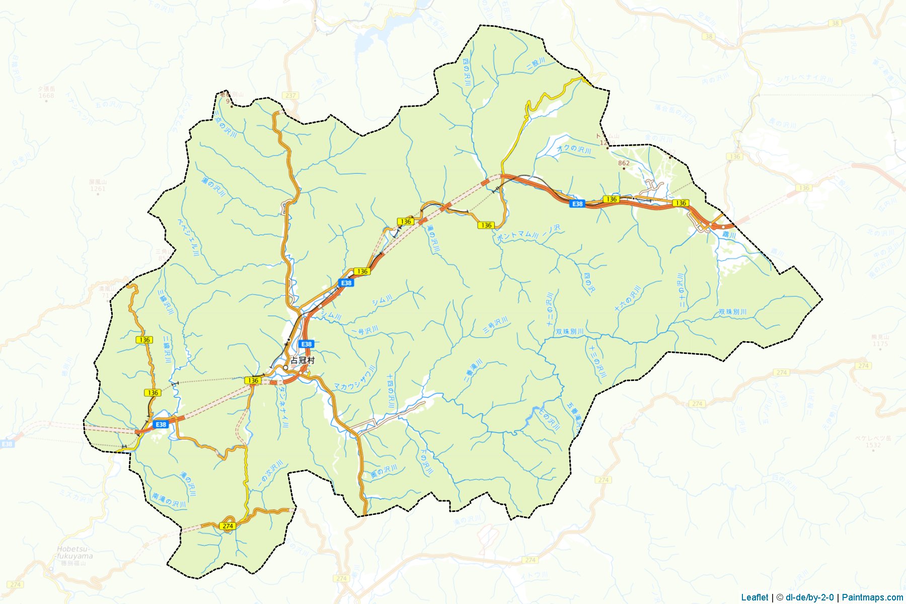 Shimukappu (Hokkaido Prefecture) Map Cropping Samples-1