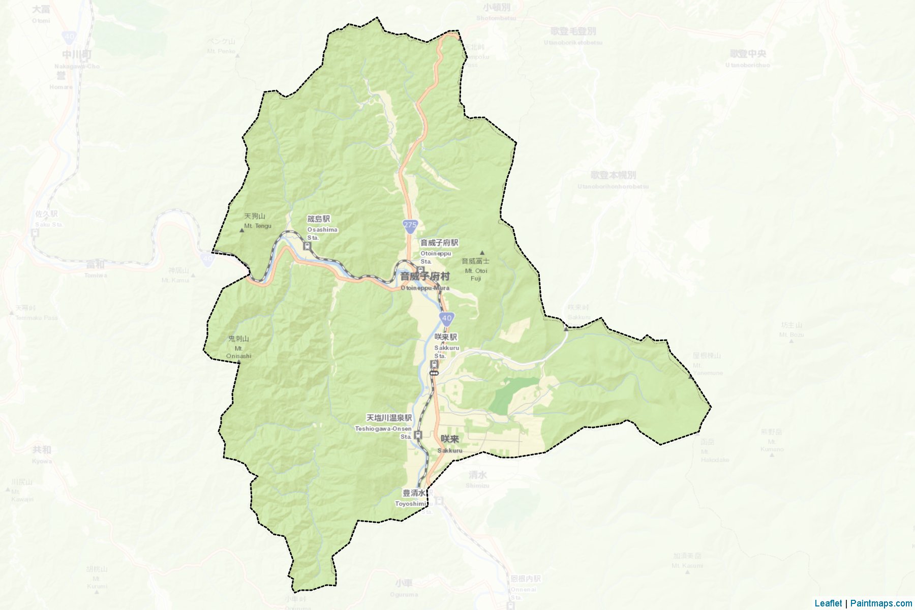 Otoineppu (Hokkaido Prefecture) Map Cropping Samples-2