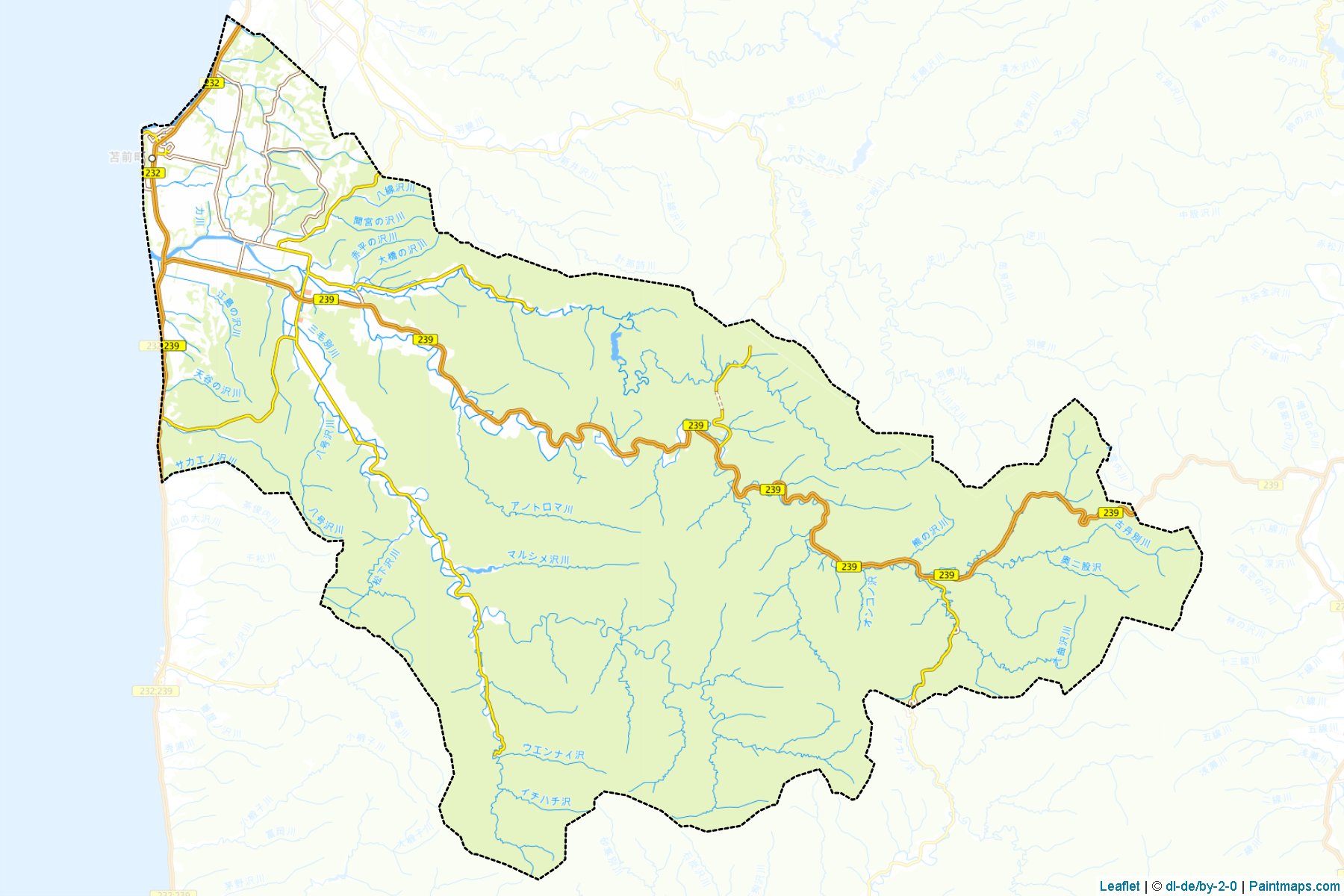 Tomamae (Hokkaido Prefecture) Map Cropping Samples-1