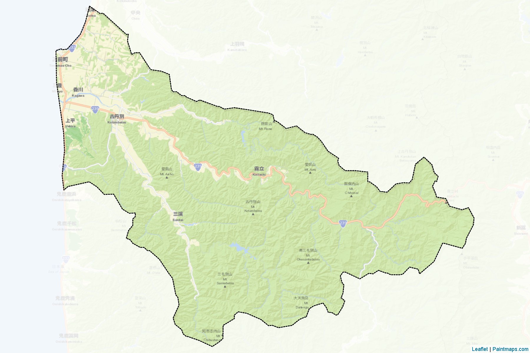 Tomamae (Hokkaido Prefecture) Map Cropping Samples-2