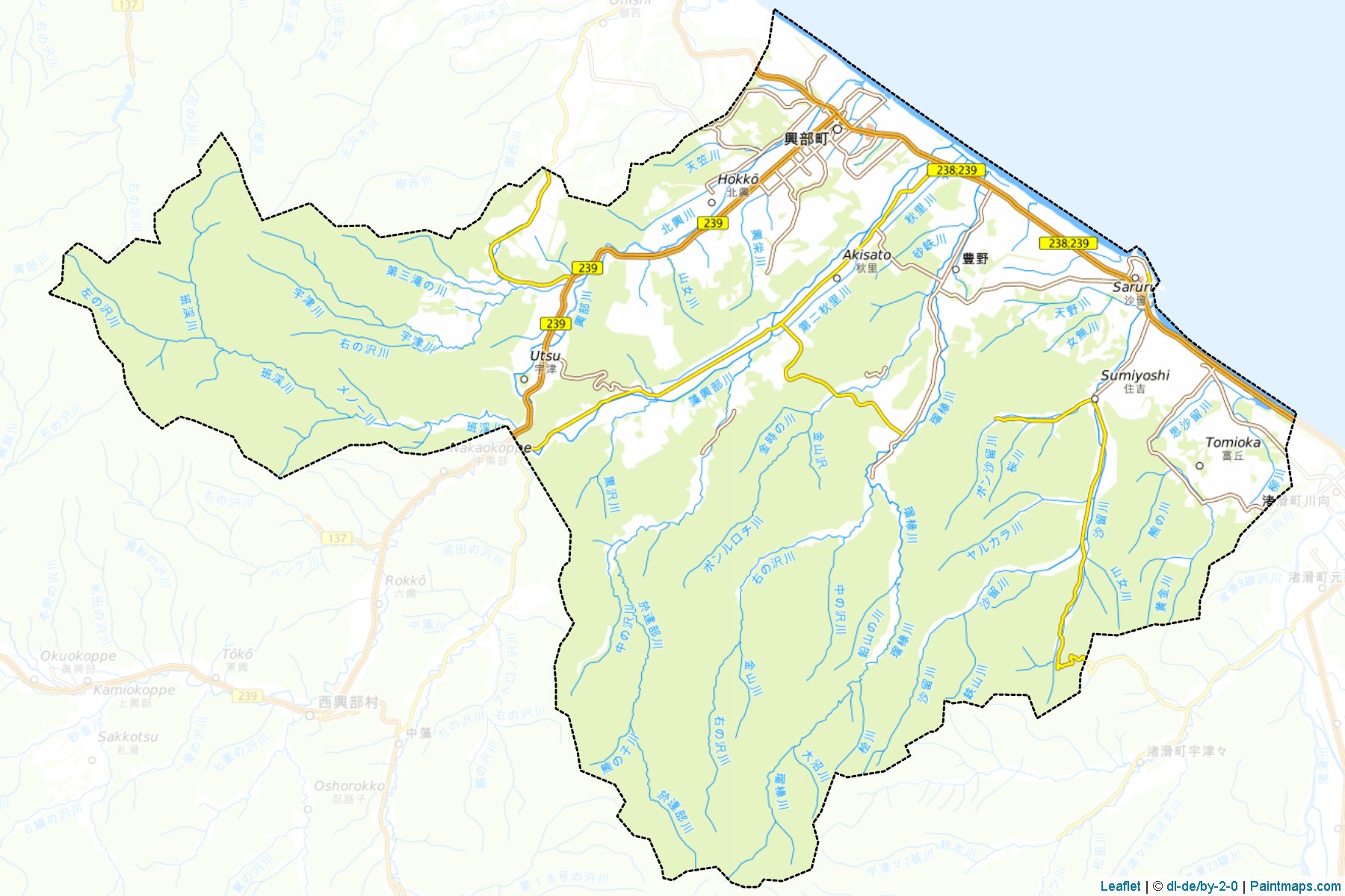 Muestras de recorte de mapas Okoppe (Hokkaido)-1