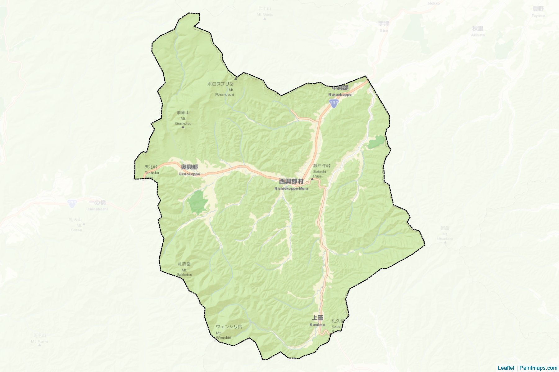 Nishiokoppe (Hokkaido Prefecture) Map Cropping Samples-2