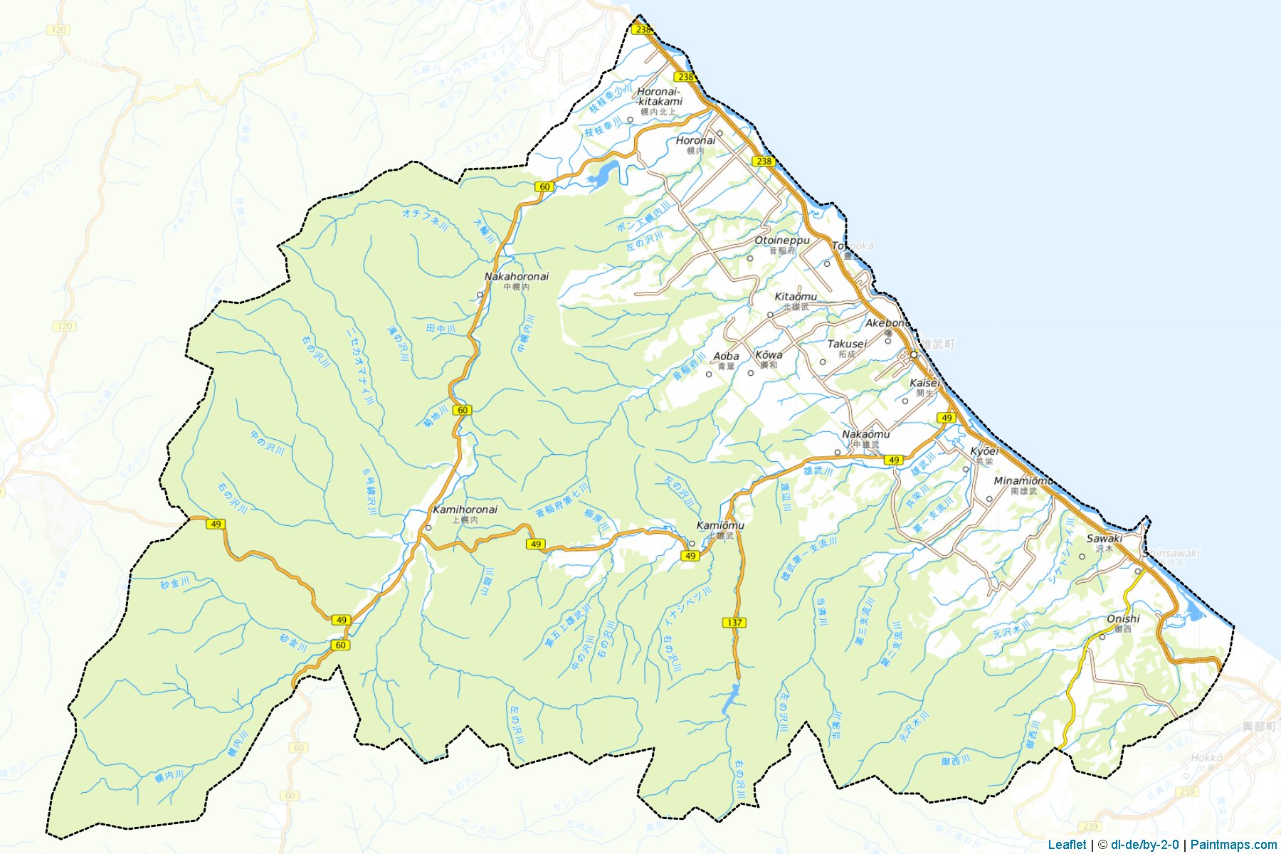 Muestras de recorte de mapas Omu (Hokkaido)-1