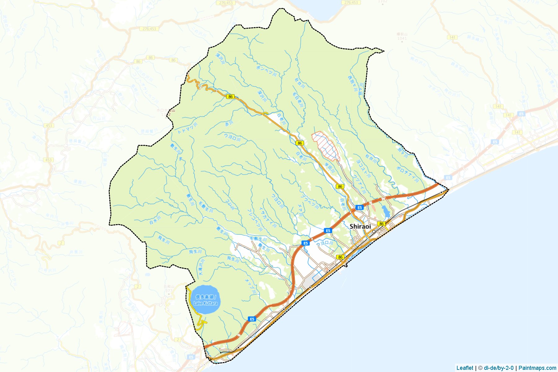 Muestras de recorte de mapas Shiraoi (Hokkaido)-1