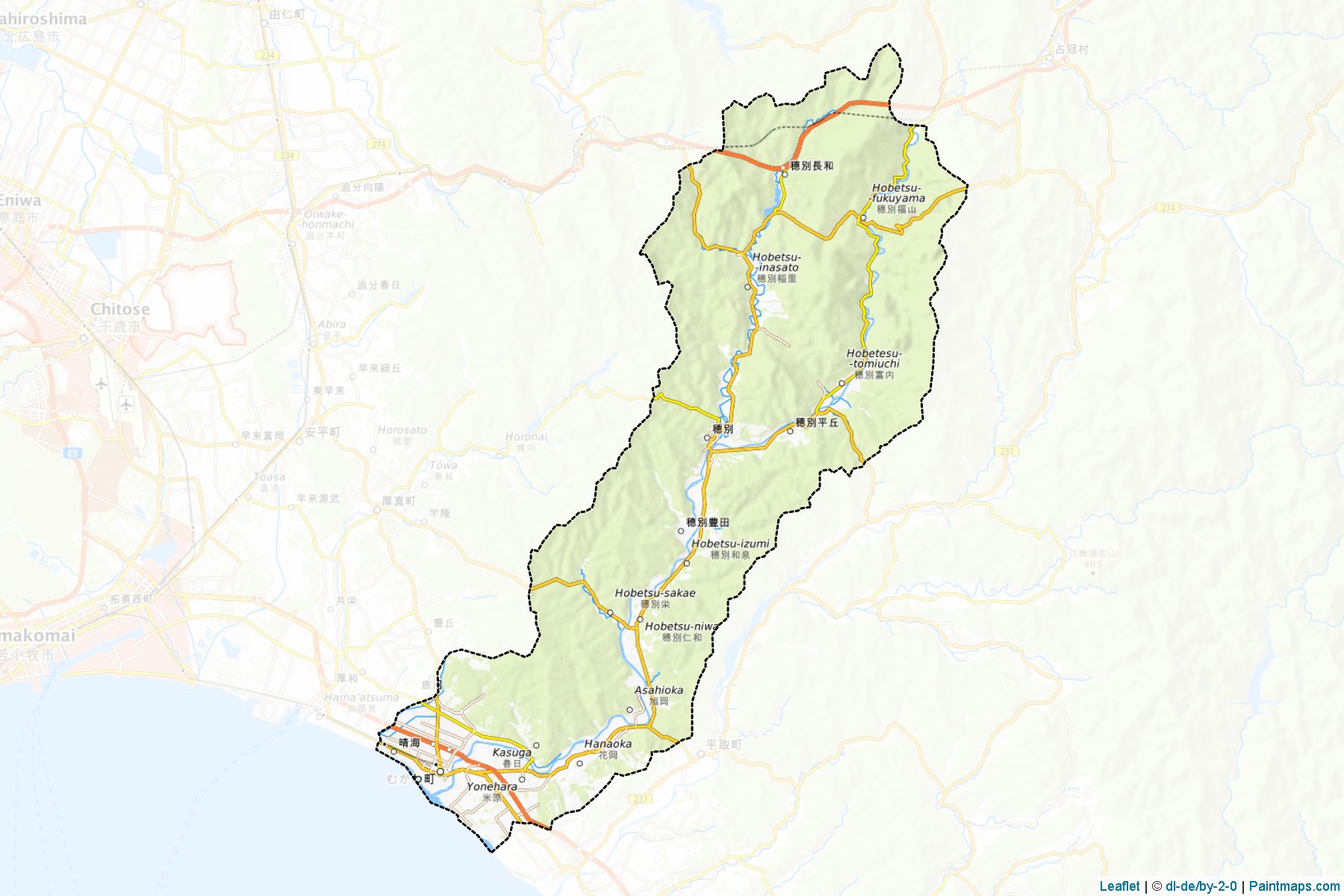 Mukawa (Hokkaido Prefecture) Map Cropping Samples-1