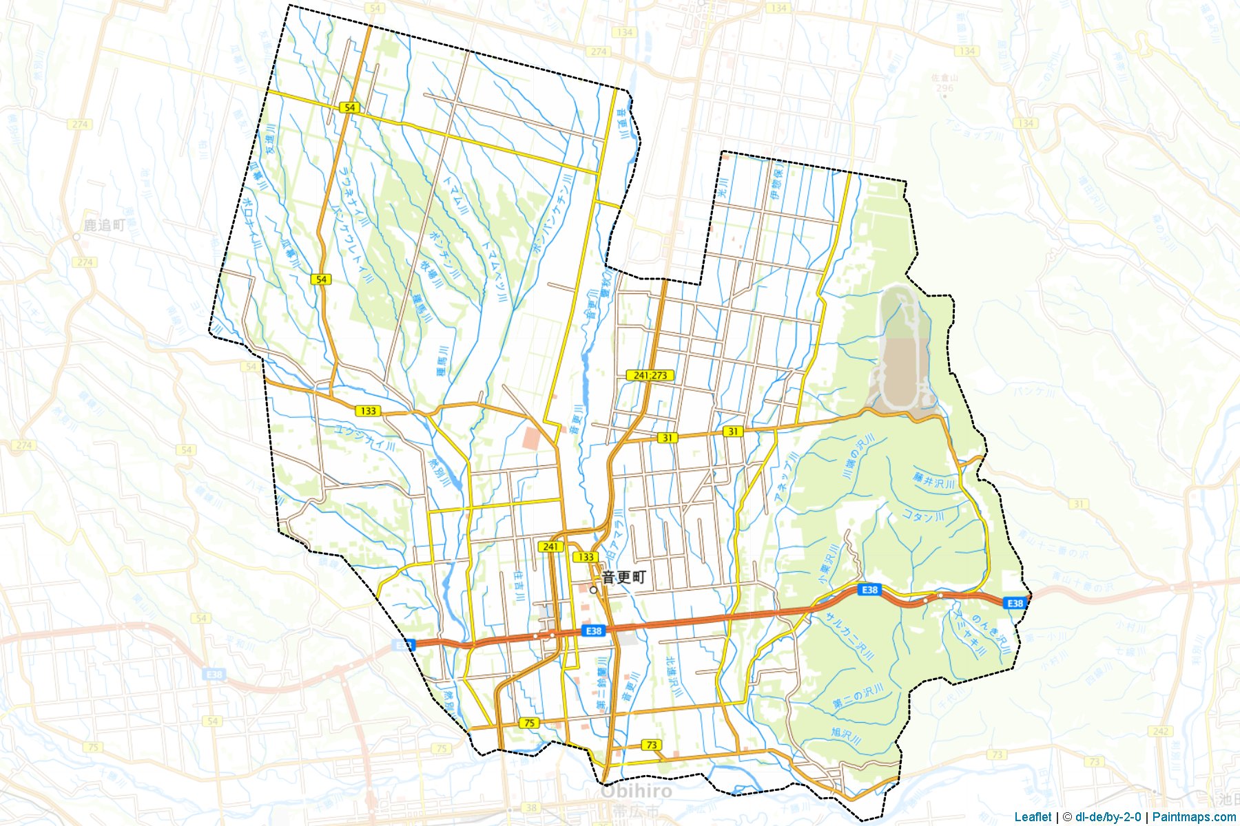 Otofuke (Hokkaido Prefecture) Map Cropping Samples-1