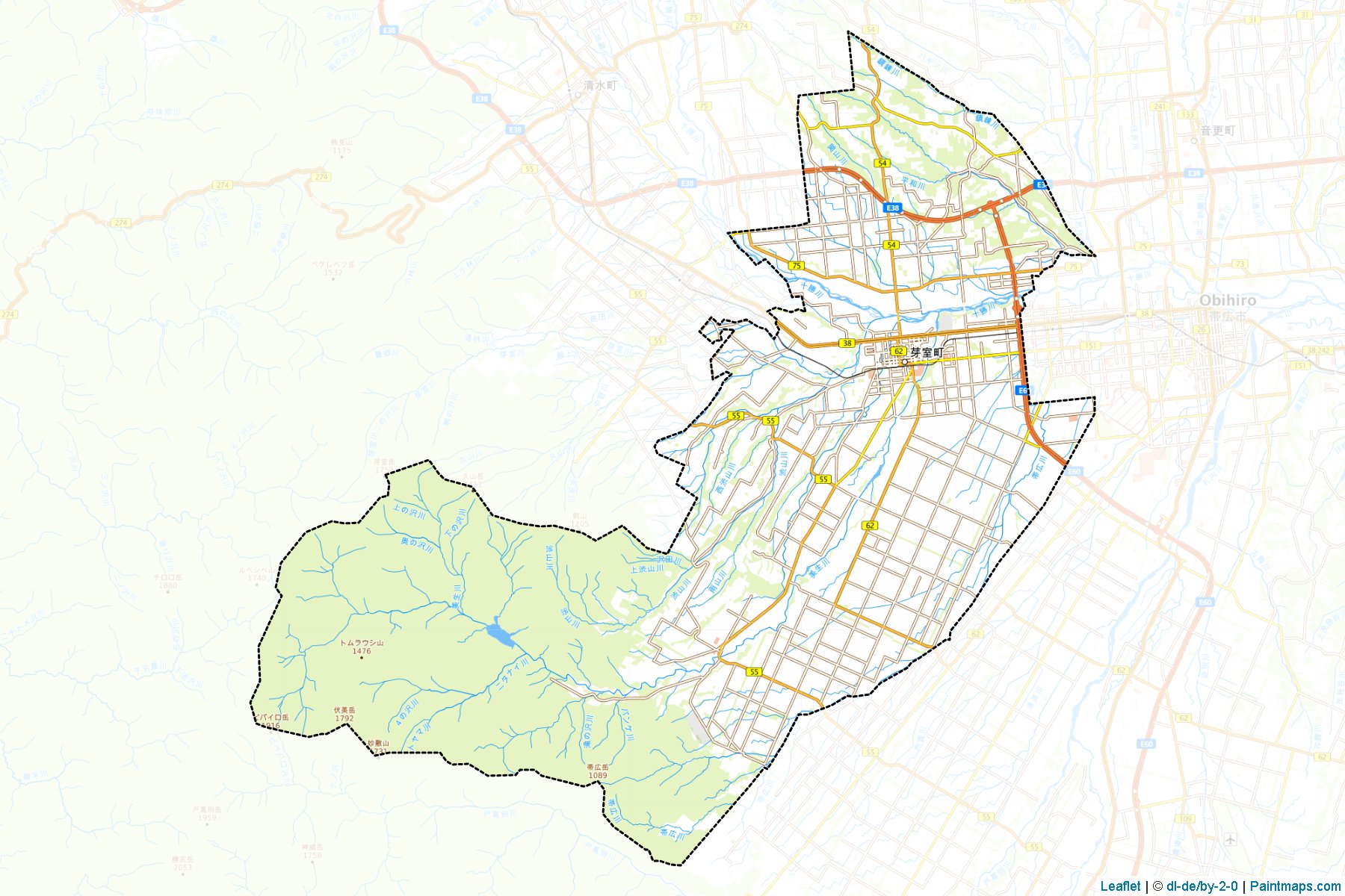 Muestras de recorte de mapas Memuro (Hokkaido)-1