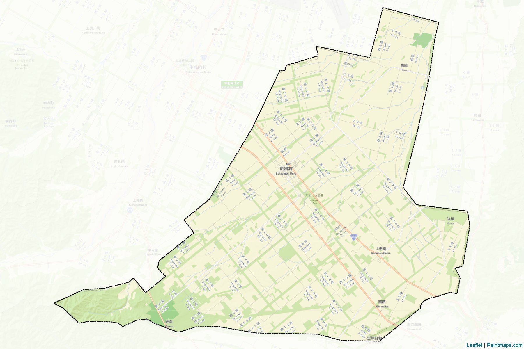 Sarabetsu (Hokkaido Prefecture) Map Cropping Samples-2