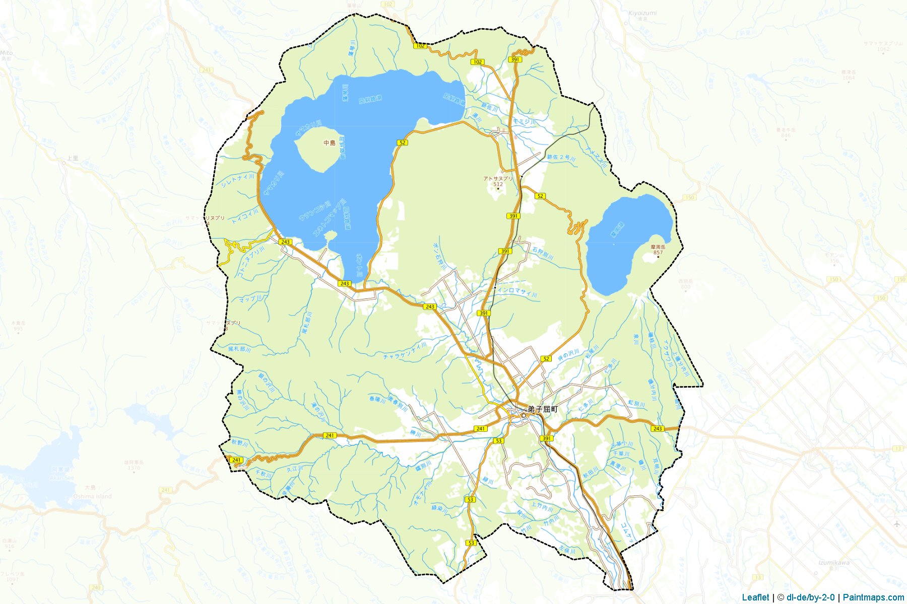 Teshikaga (Hokkaido Prefecture) Map Cropping Samples-1