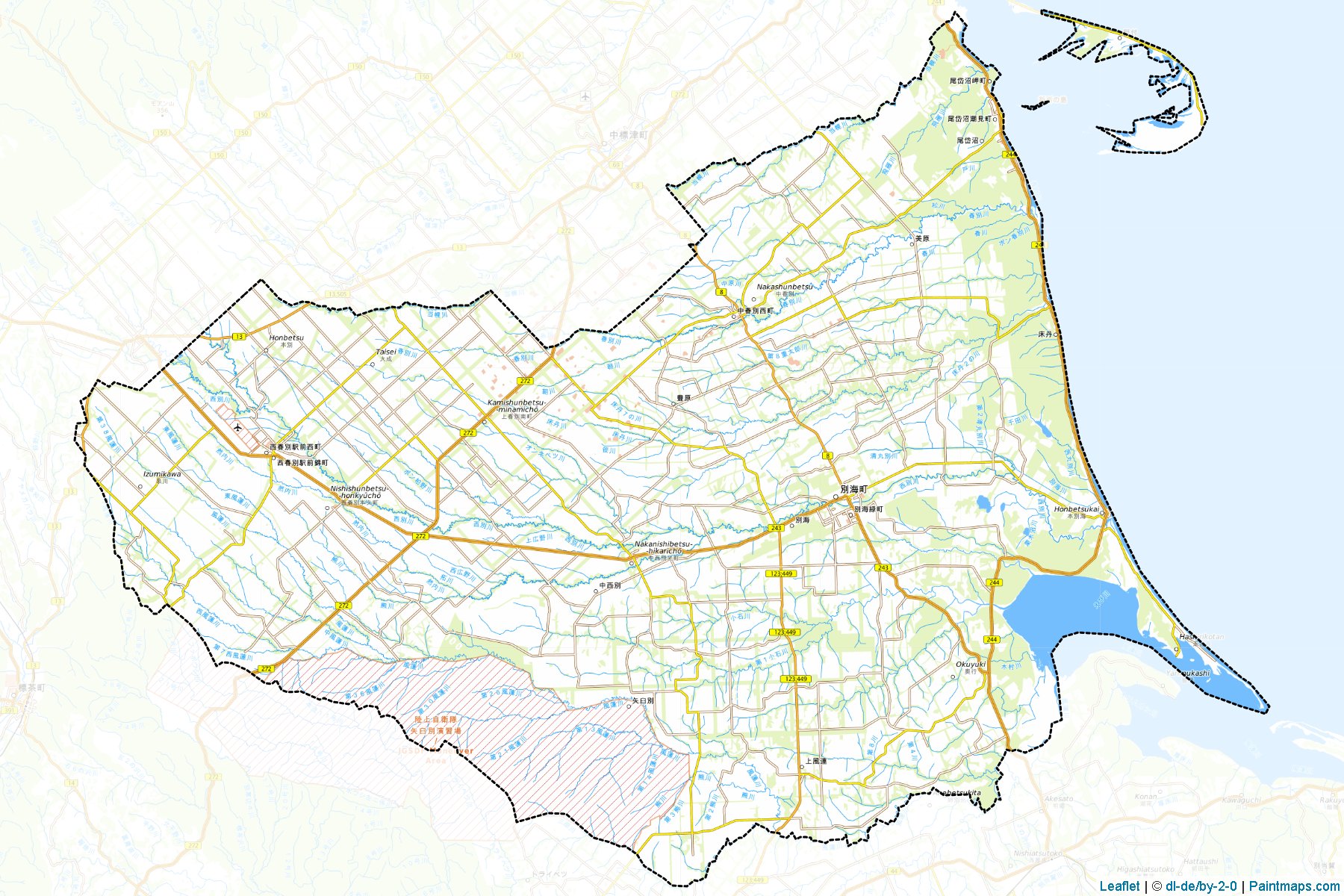 Muestras de recorte de mapas Betsukai (Hokkaido)-1