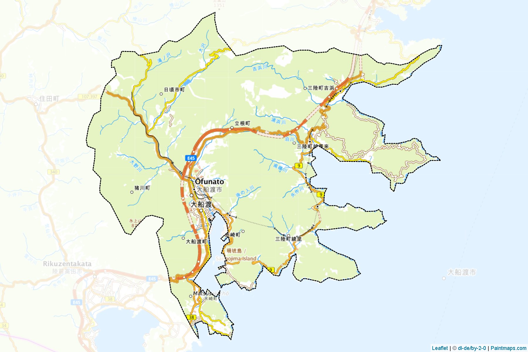 Ofunato (Iwate Prefecture) Map Cropping Samples-1