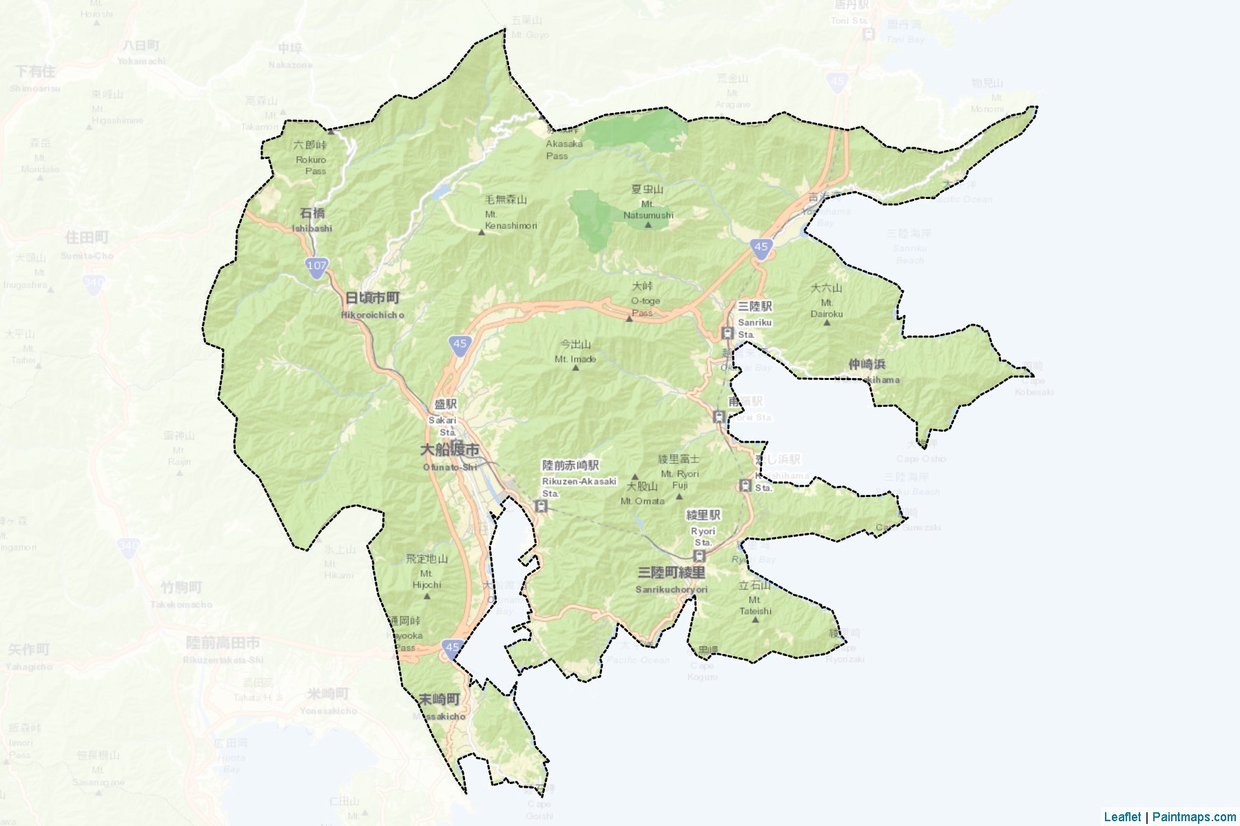 Ofunato (Iwate Prefecture) Map Cropping Samples-2