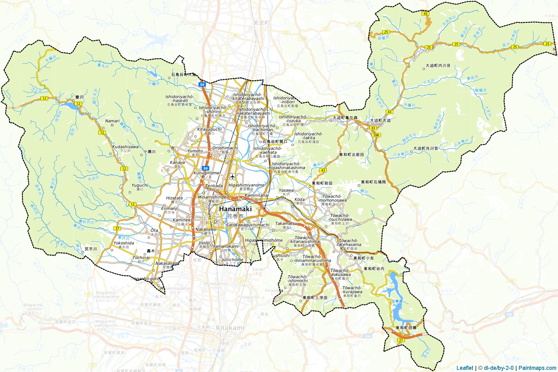 Hanamaki (Iwate Prefecture) Map Cropping Samples-1