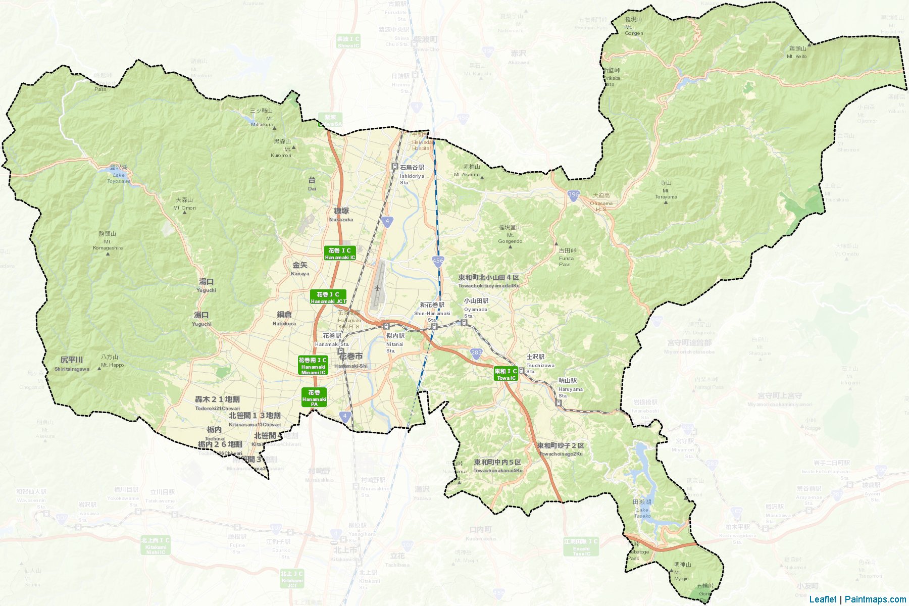 Hanamaki (Iwate Prefecture) Map Cropping Samples-2