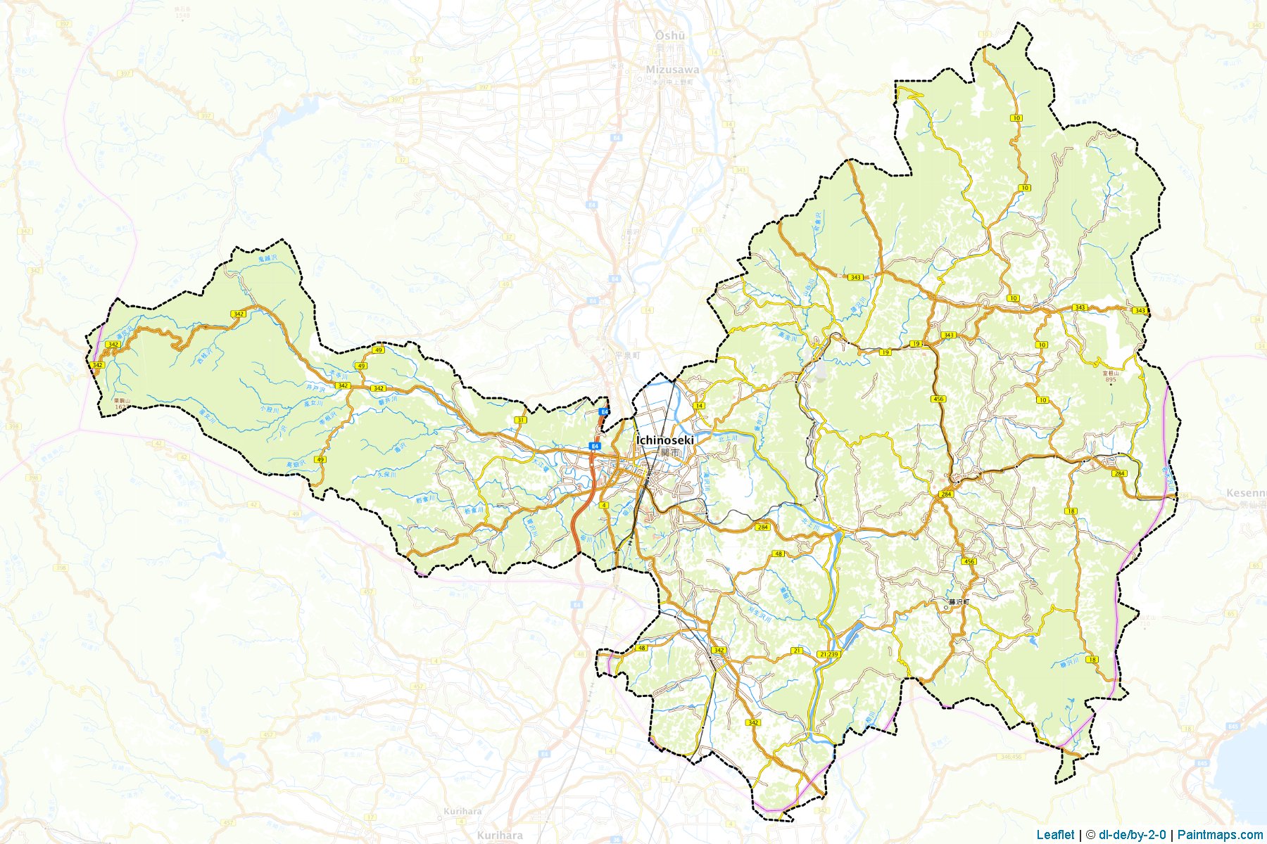 Muestras de recorte de mapas Ichinoseki (Iwate)-1