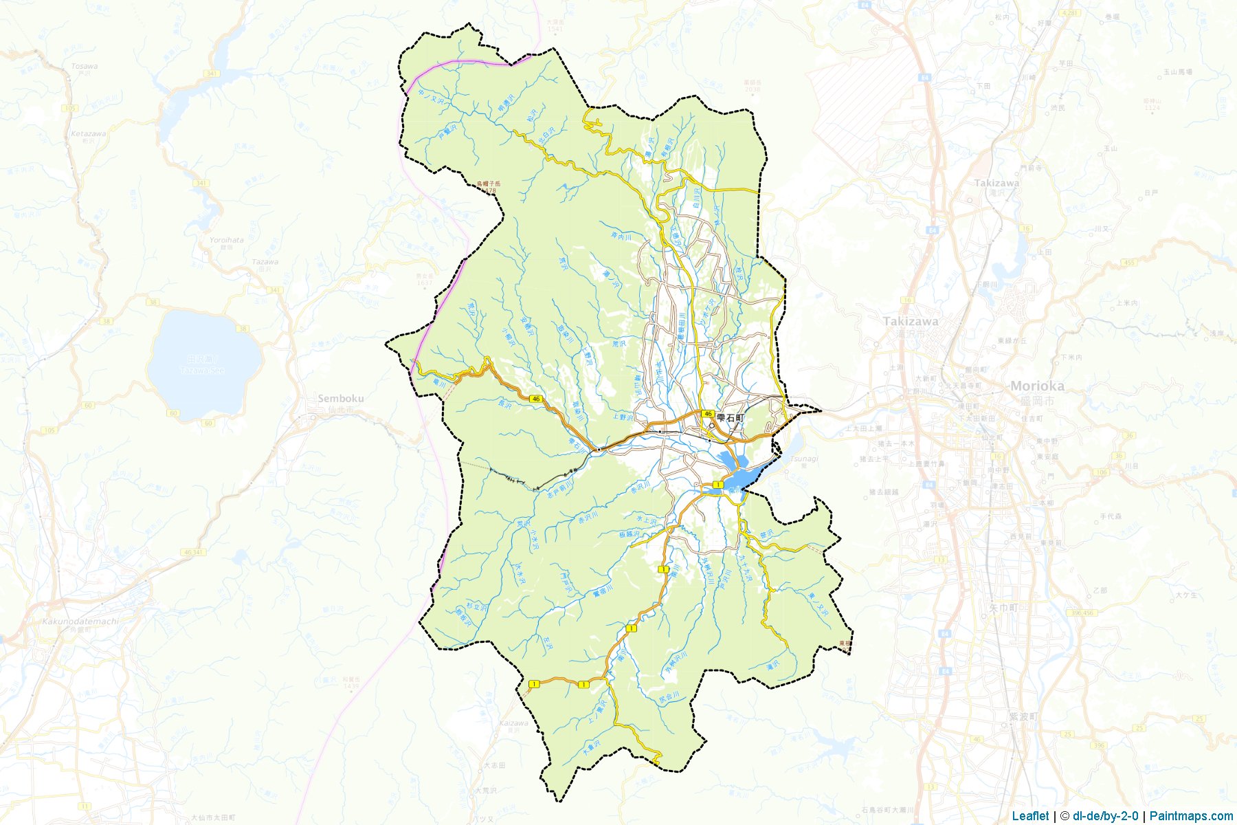 Shizukuishi (Iwate Prefecture) Map Cropping Samples-1