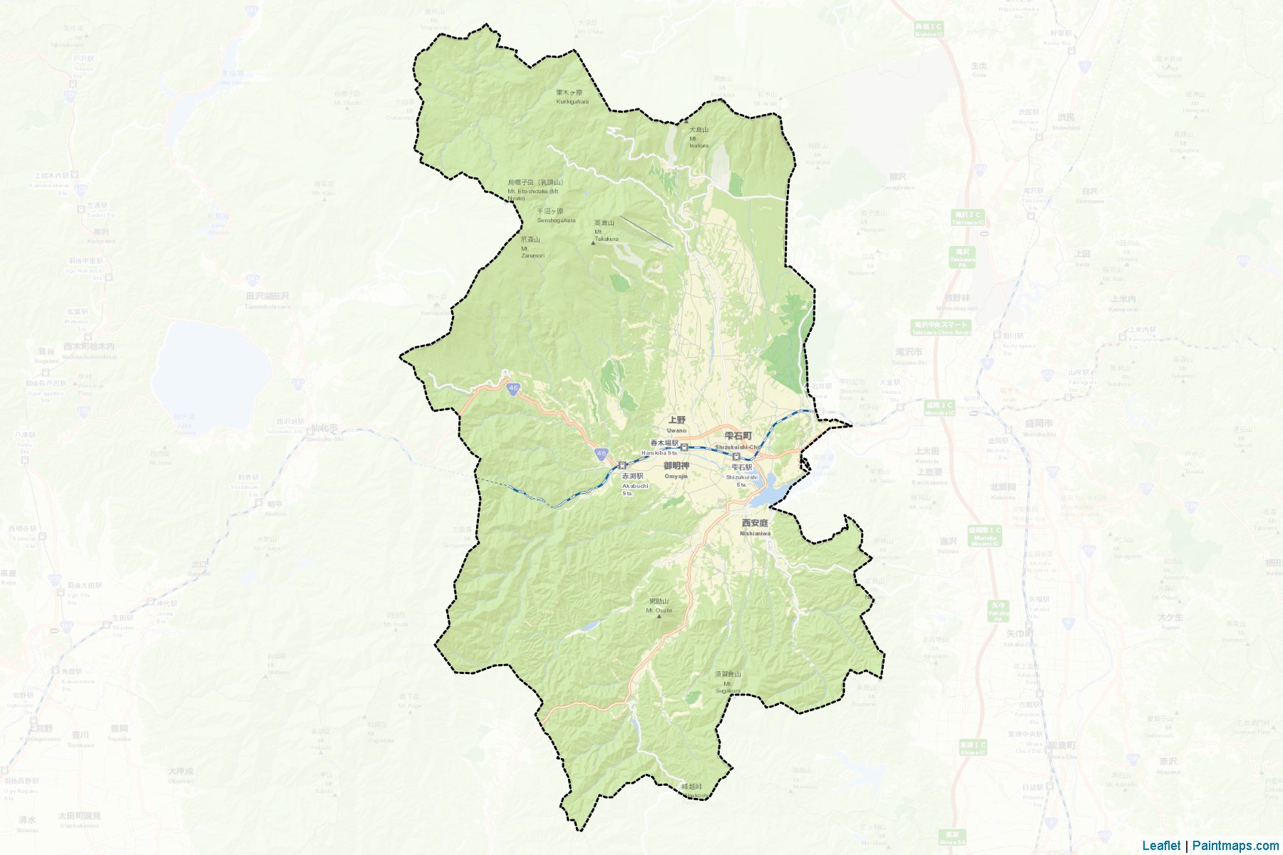 Shizukuishi (Iwate Prefecture) Map Cropping Samples-2