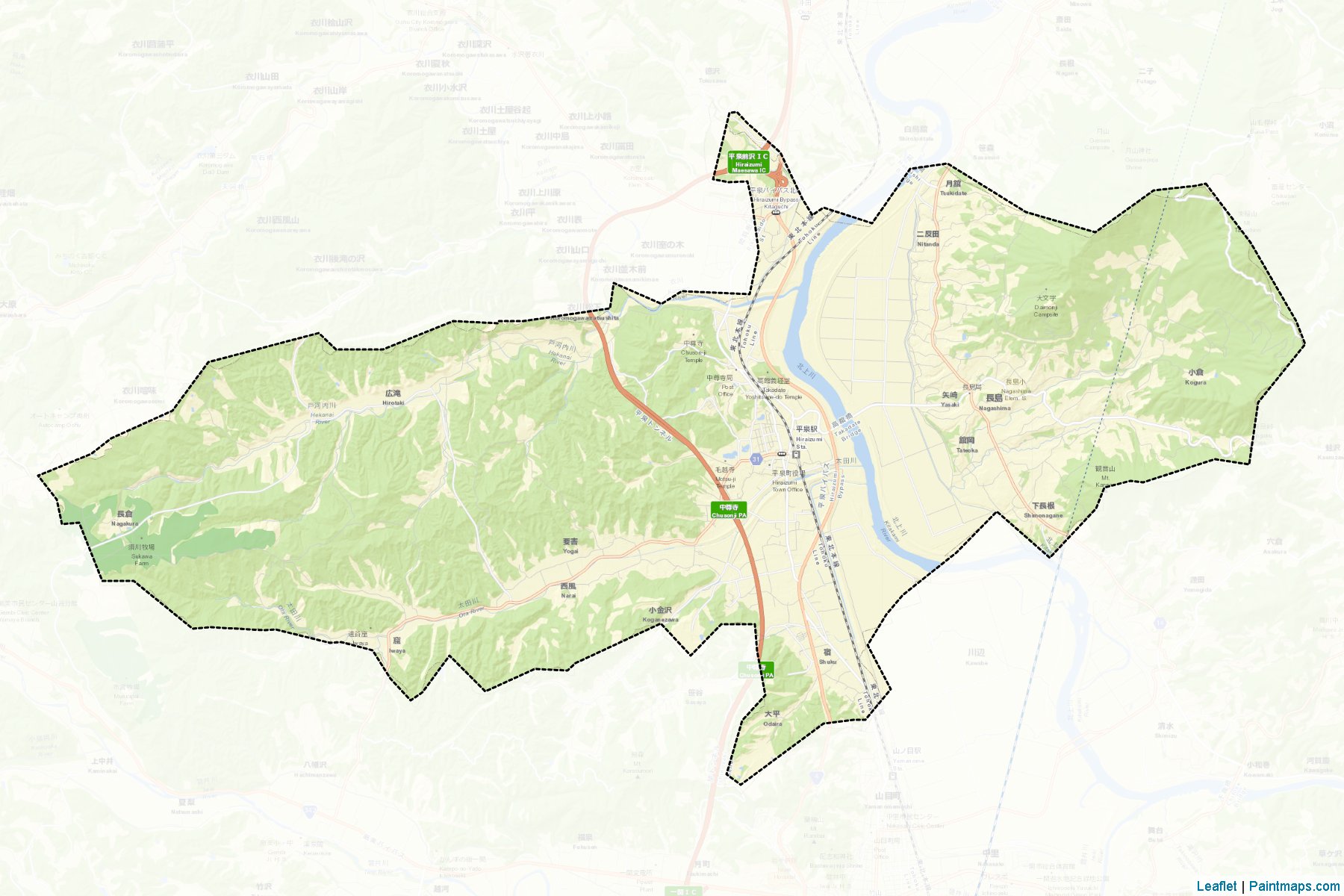 Hiraizumi (Iwate Prefecture) Map Cropping Samples-2