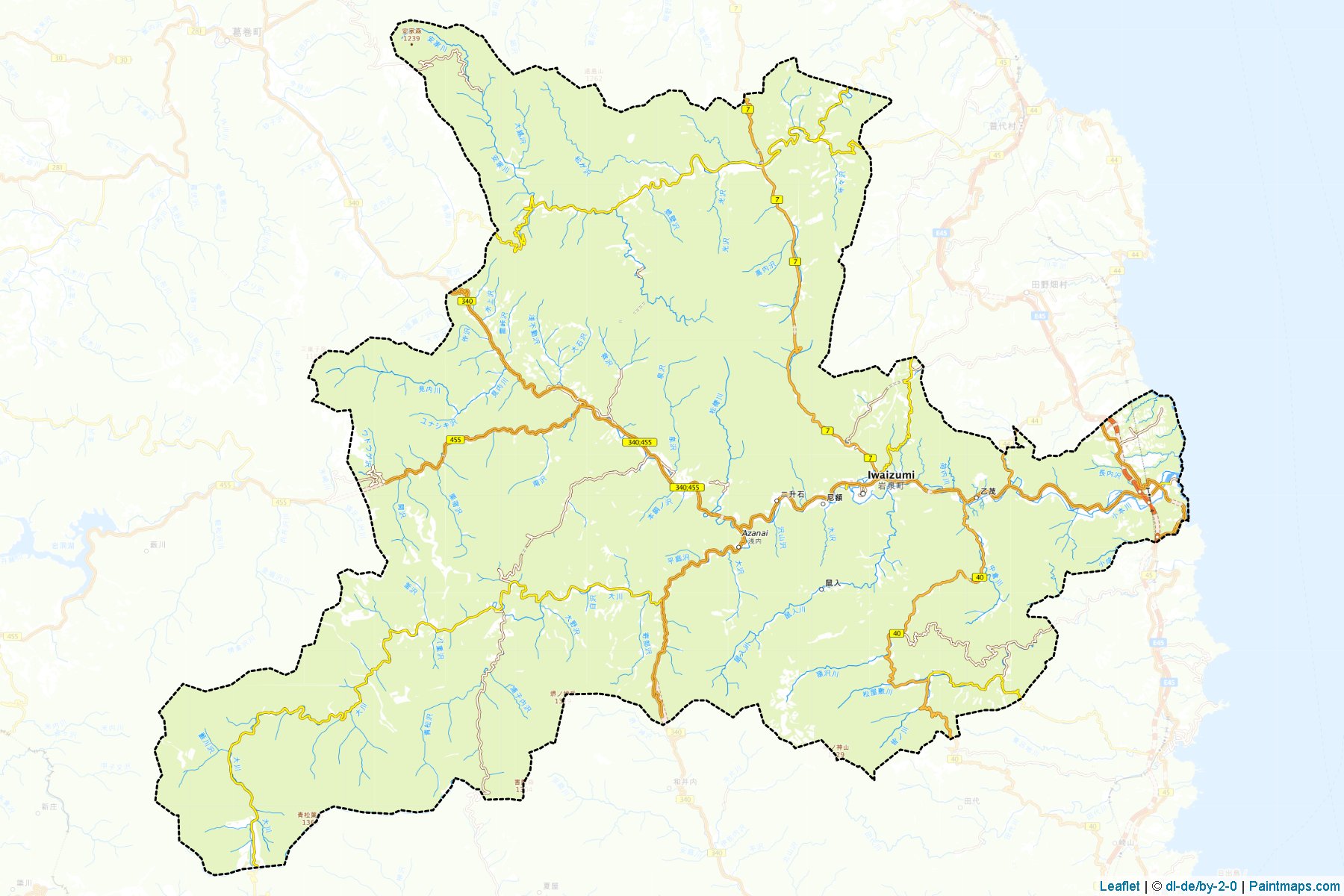 Iwaizumi (Iwate Prefecture) Map Cropping Samples-1