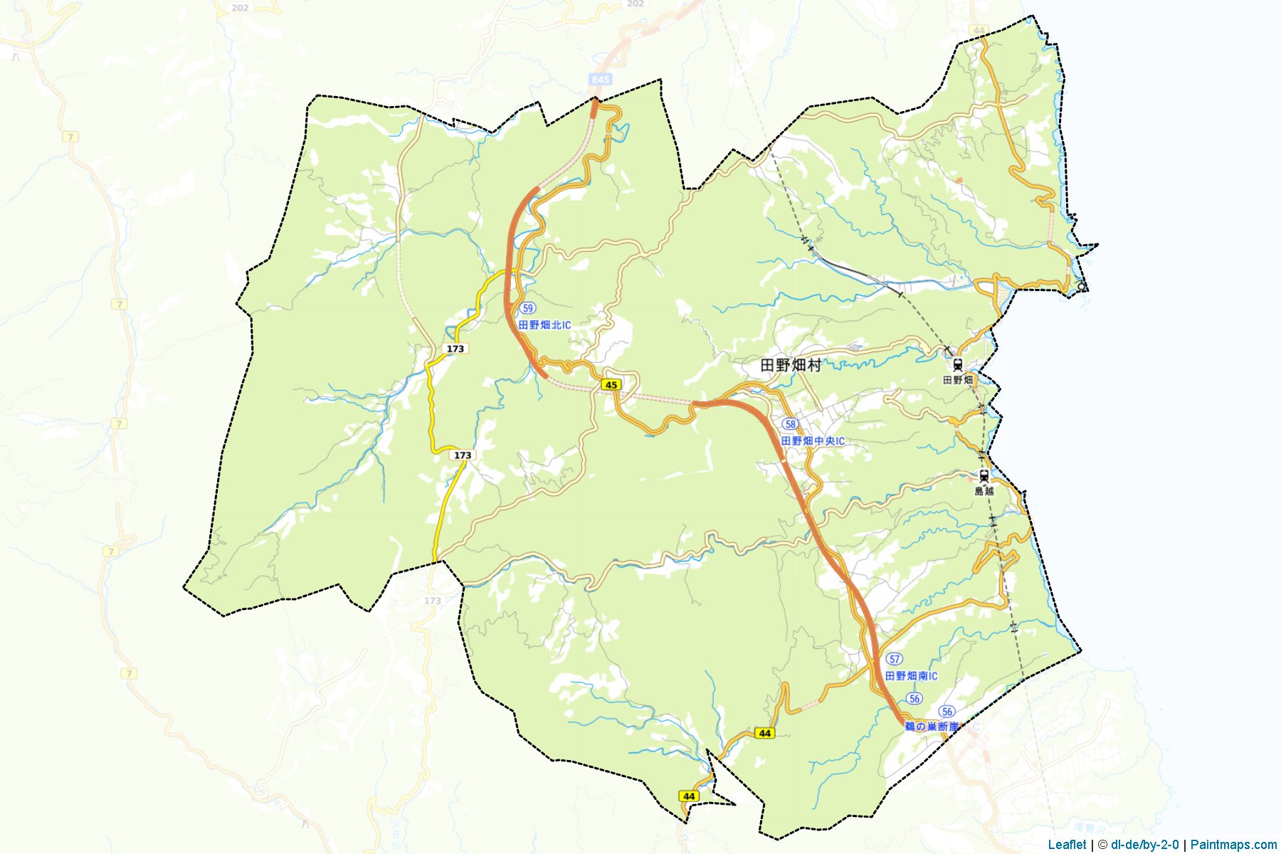 Muestras de recorte de mapas Tanohata (Iwate)-1