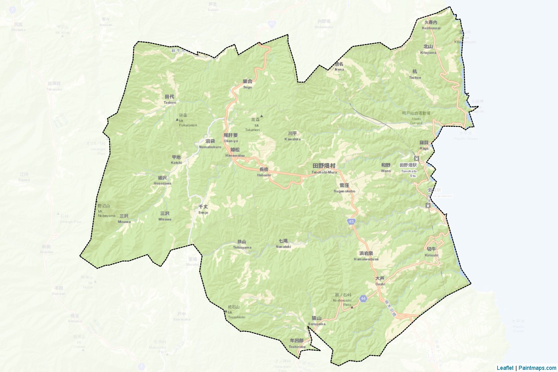 Muestras de recorte de mapas Tanohata (Iwate)-2