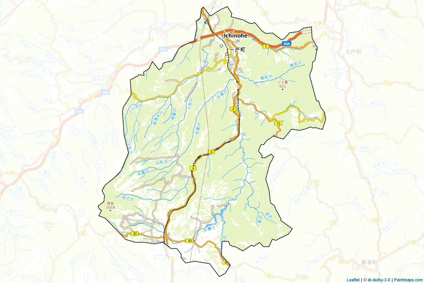 Ichinohe (Iwate Prefecture) Map Cropping Samples-1