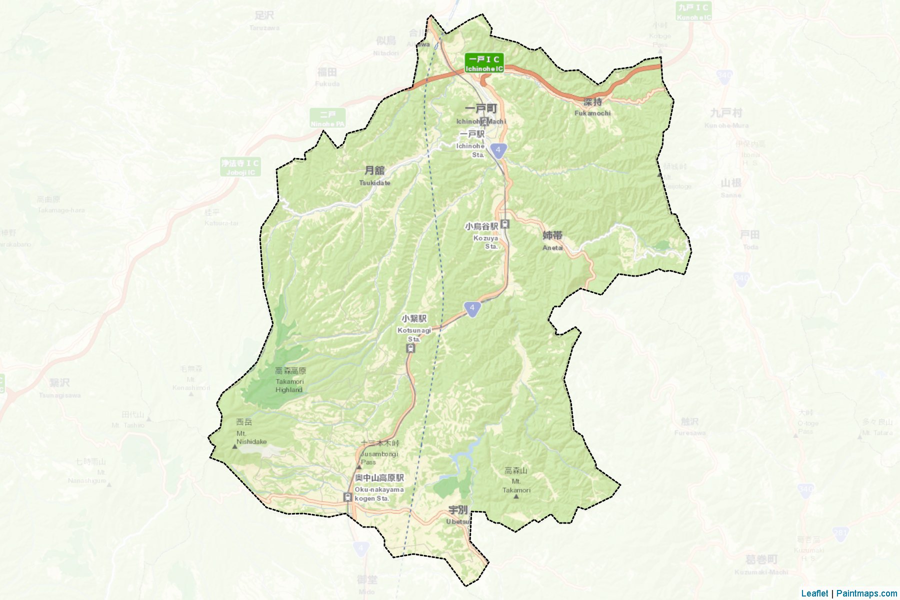 Ichinohe (Iwate Prefecture) Map Cropping Samples-2