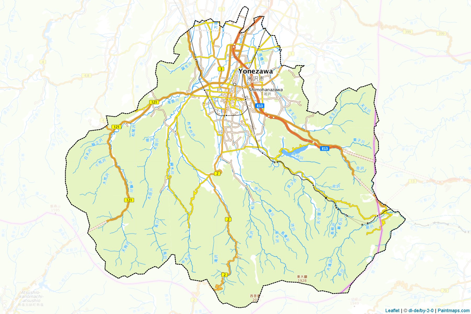 Yonezawa (Yamagata Prefecture) Map Cropping Samples-1